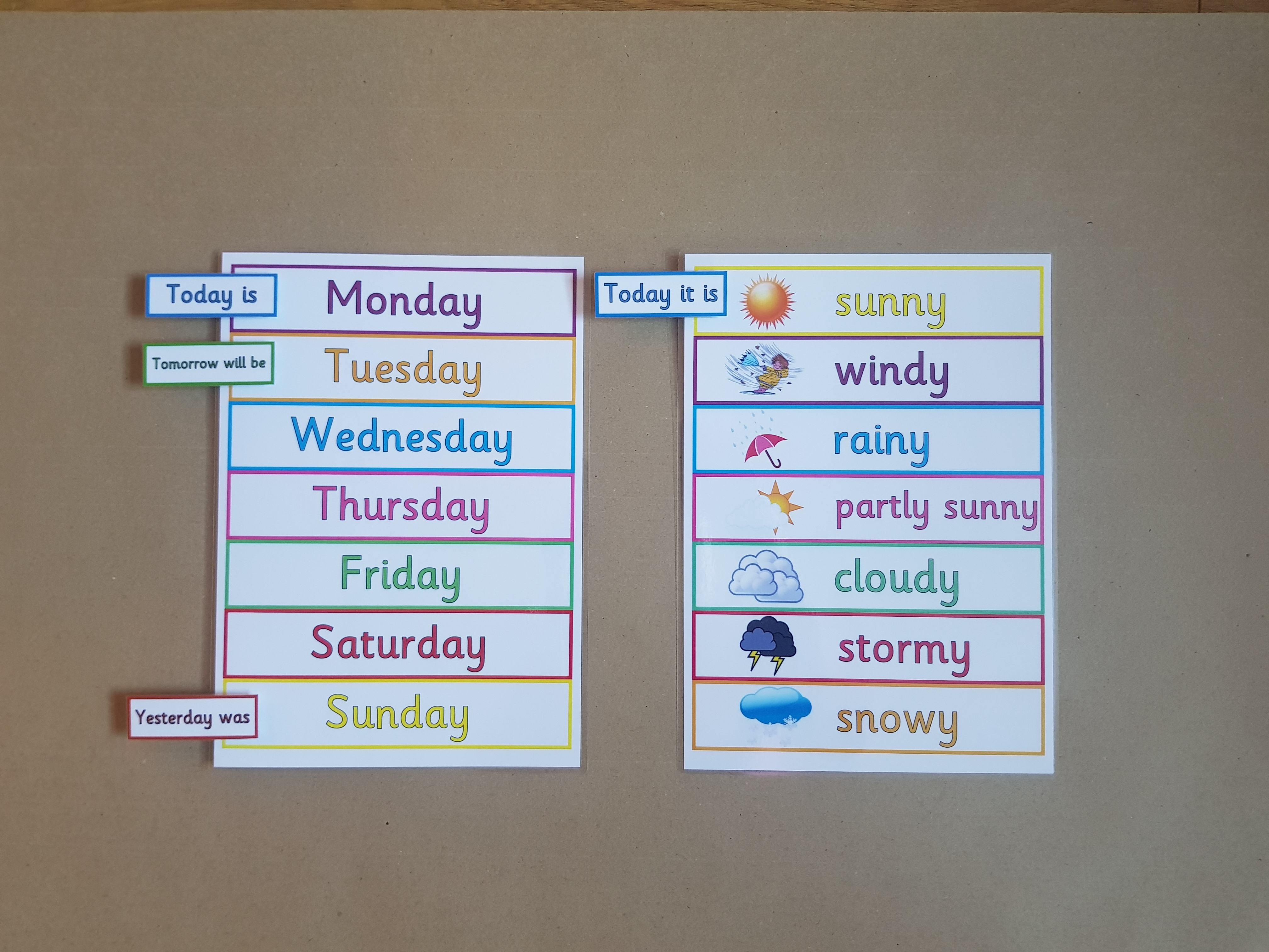 Days of the Week and Weather Peg Charts