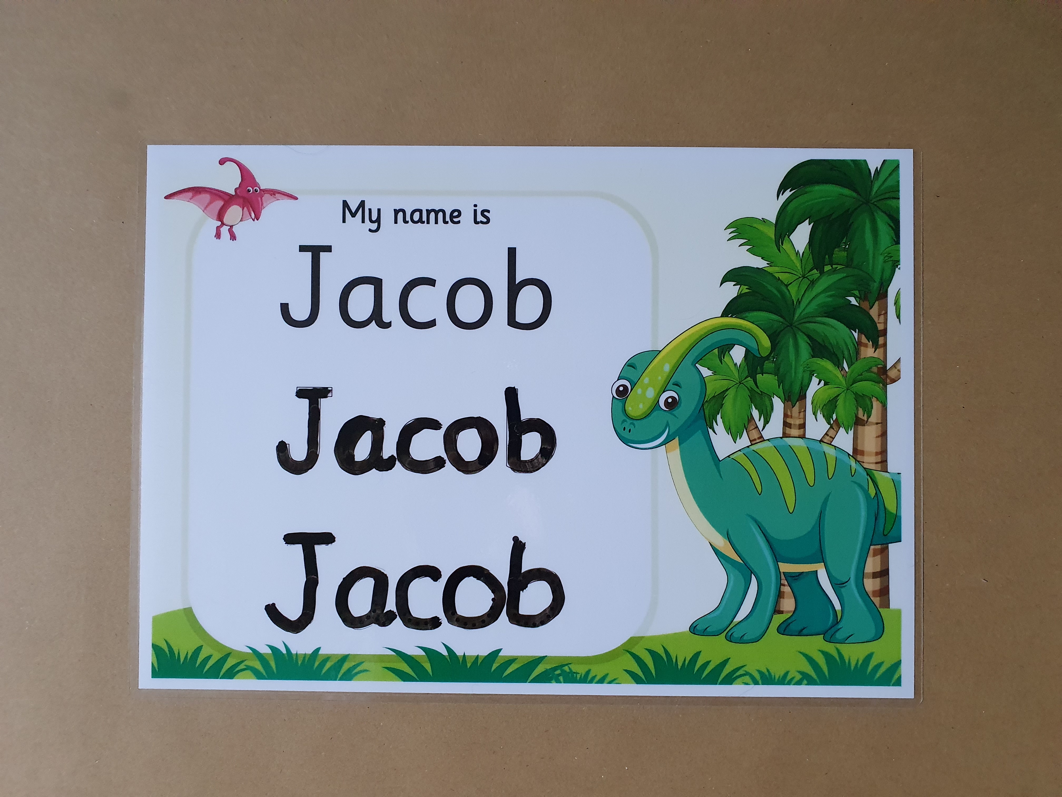 Dinosaur Personalised Name Card 