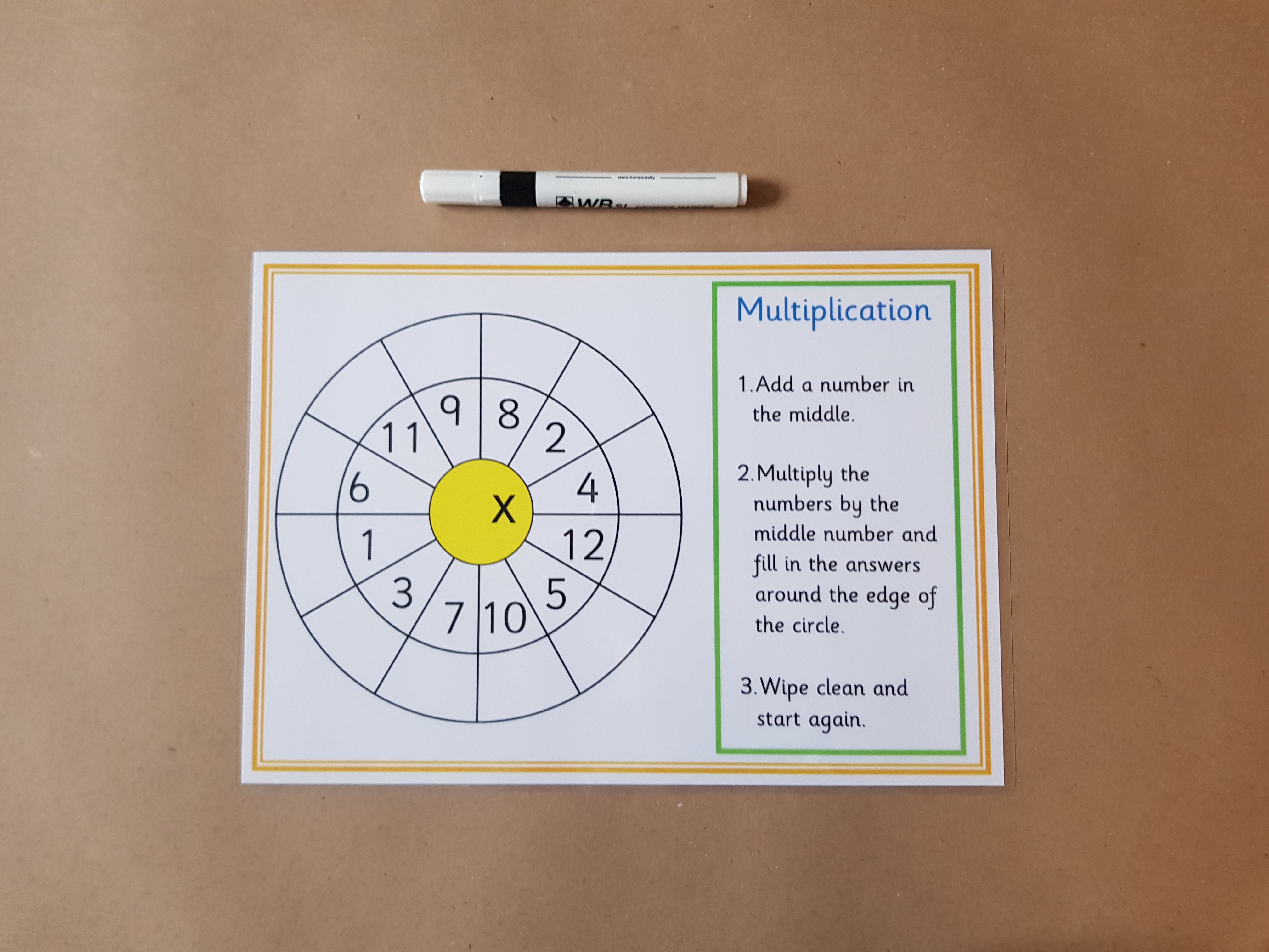 Multiplication Target Circle, Tables Practice worksheet