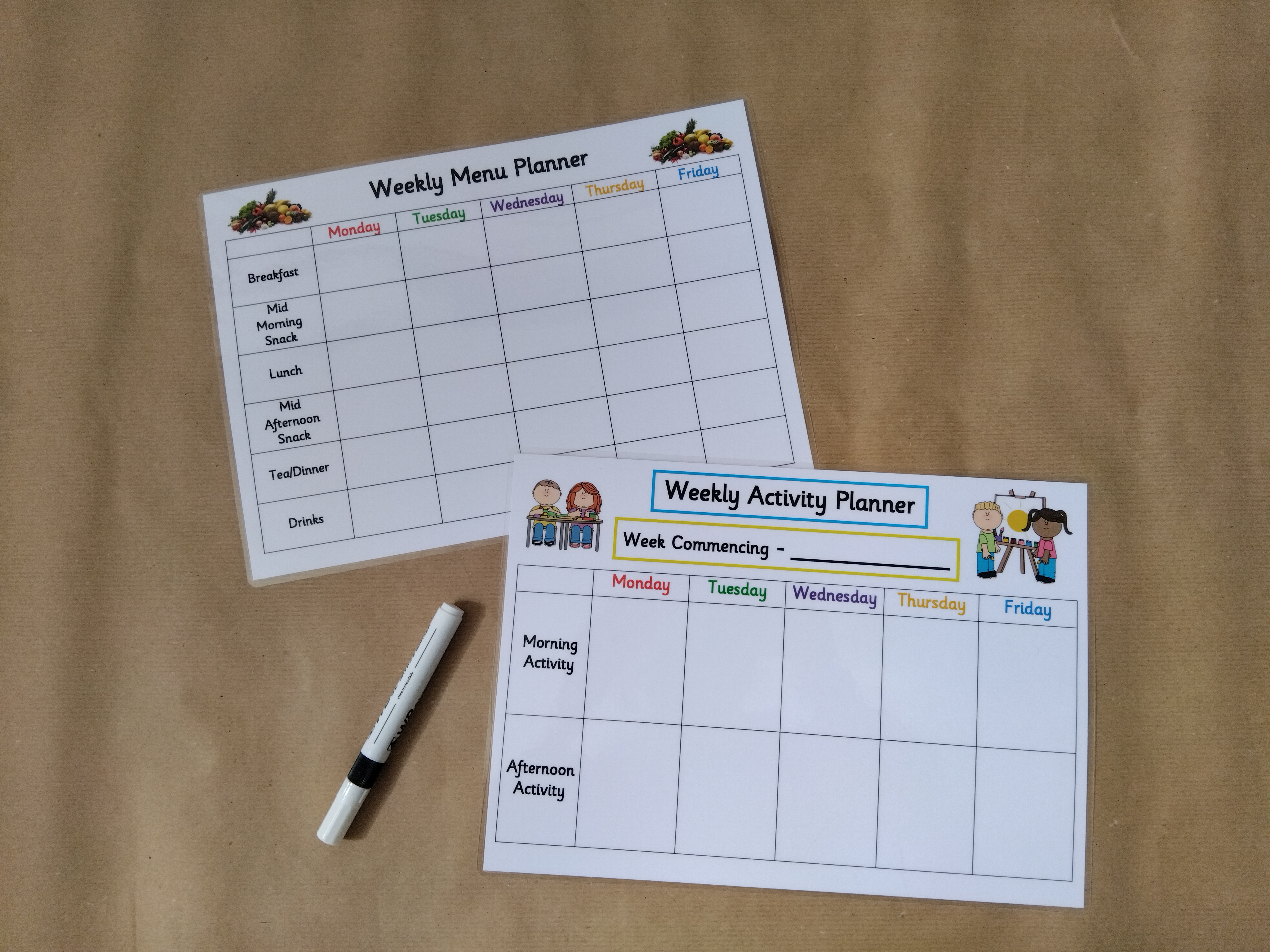 Childminders - Weekly Menu Planner and weekly activity planner