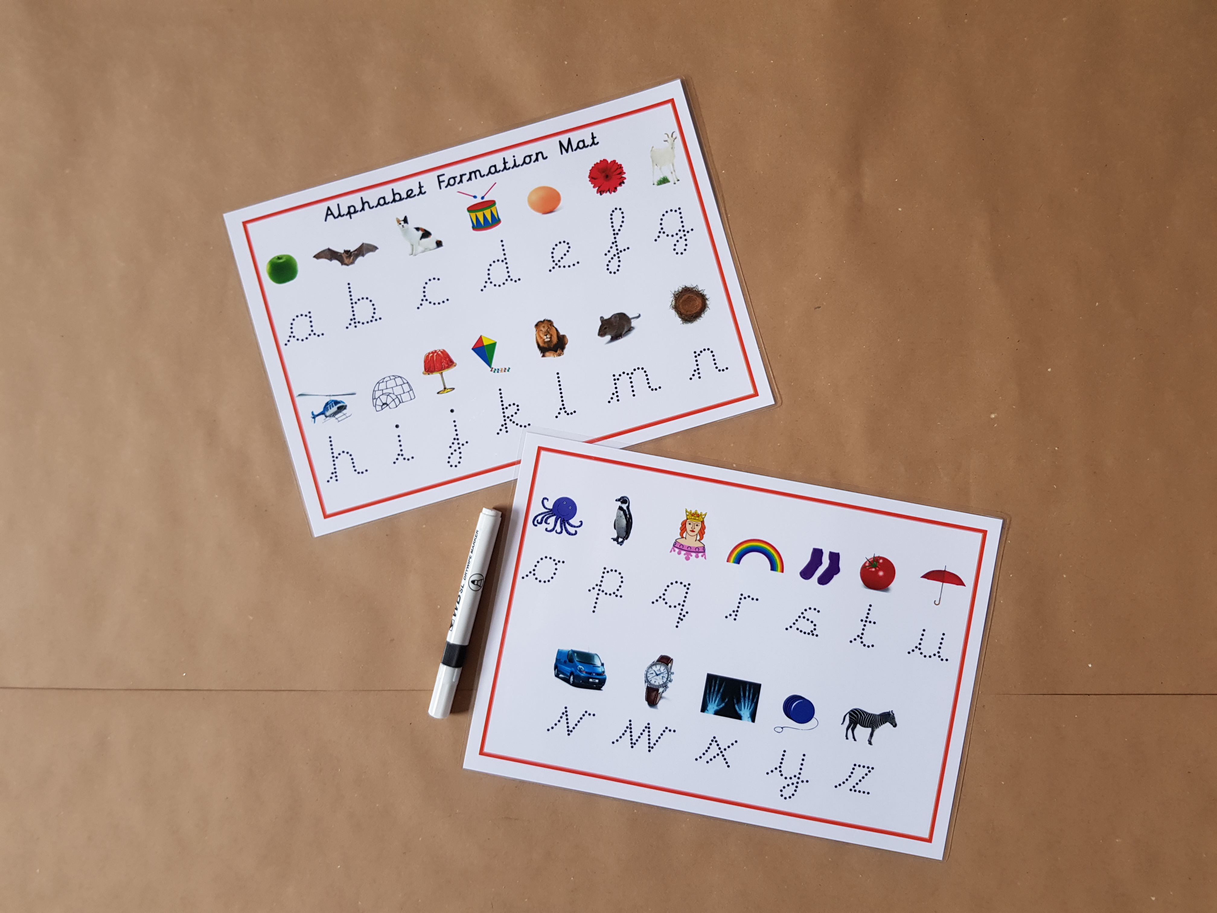 Cursive Alphabet and pictures Formation mat - tracing letters