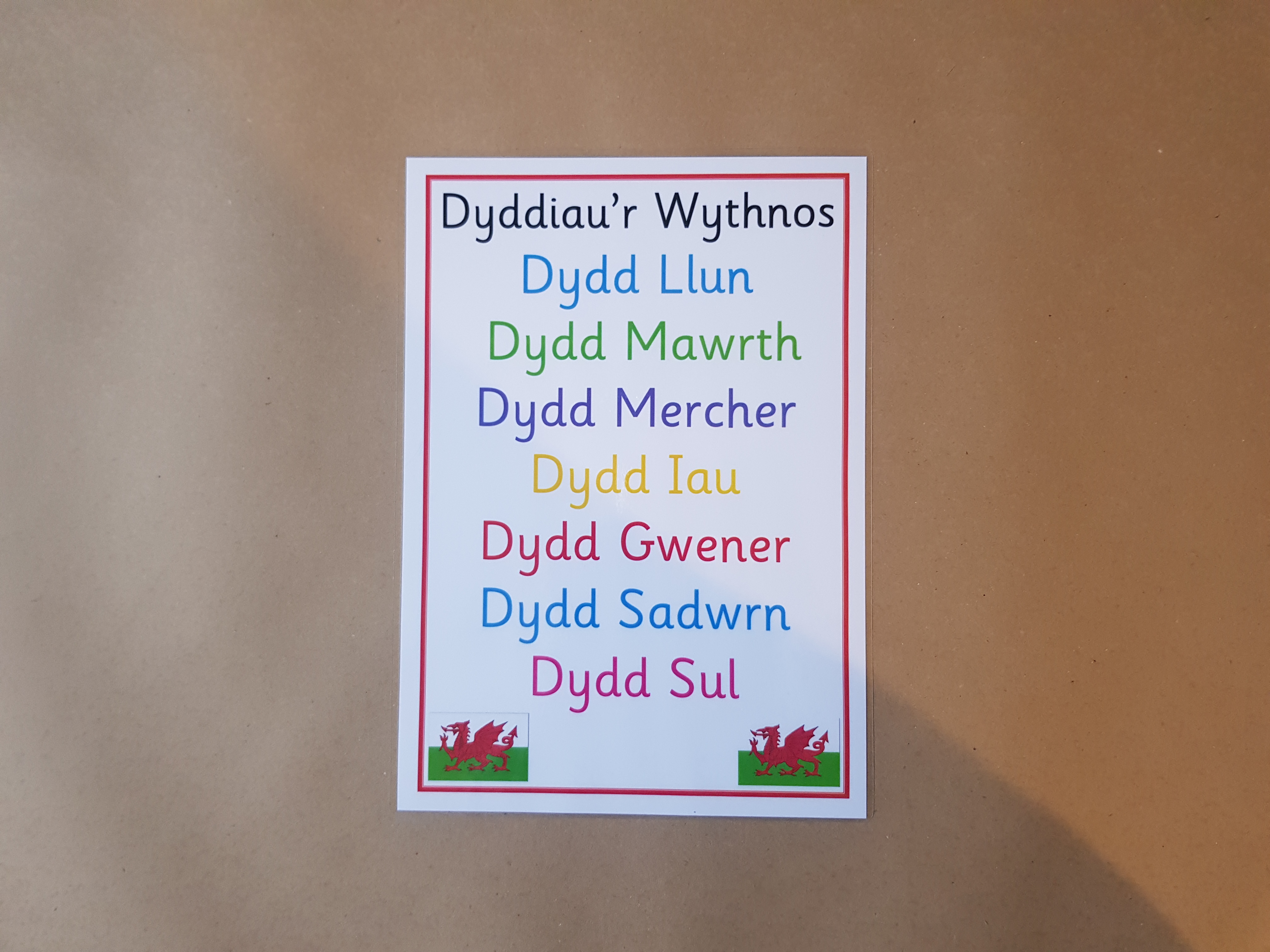 Welsh Days of the Week and Months of the Year Poster
