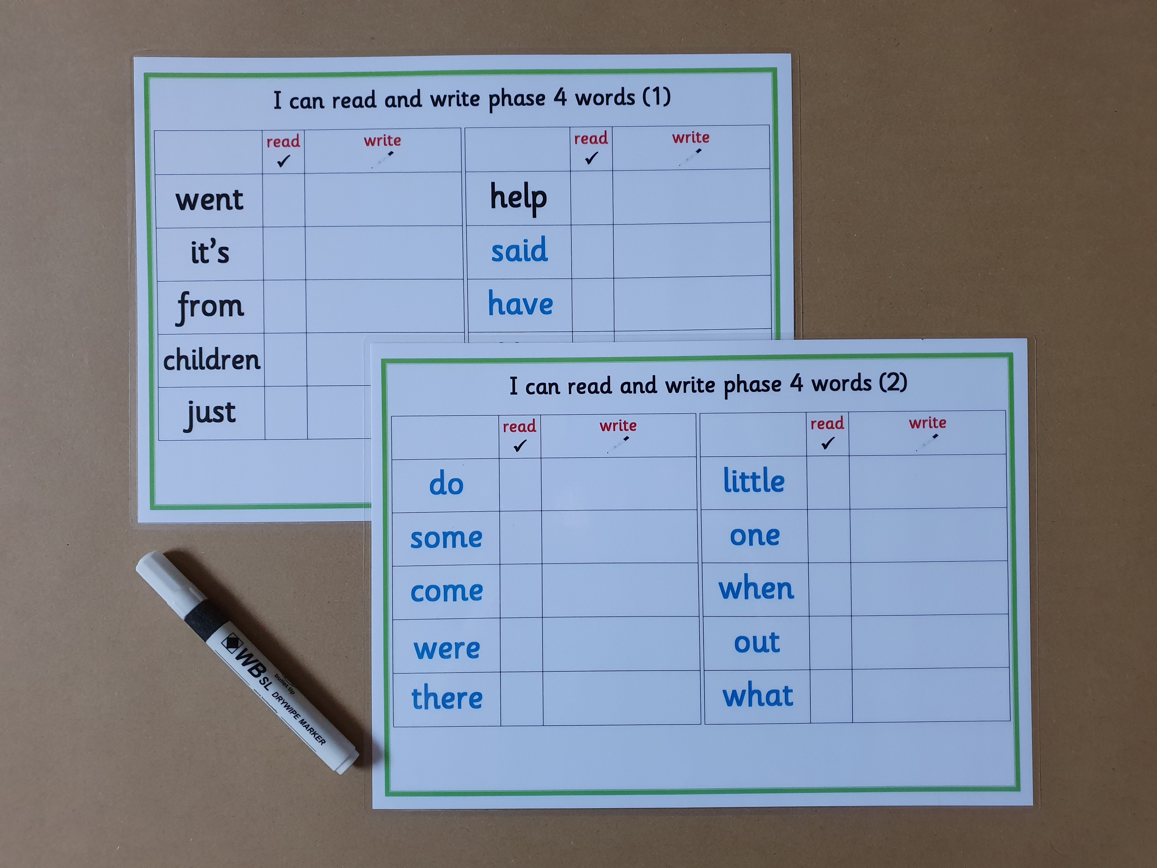 I can read and write high frequency words - phase 2 -5