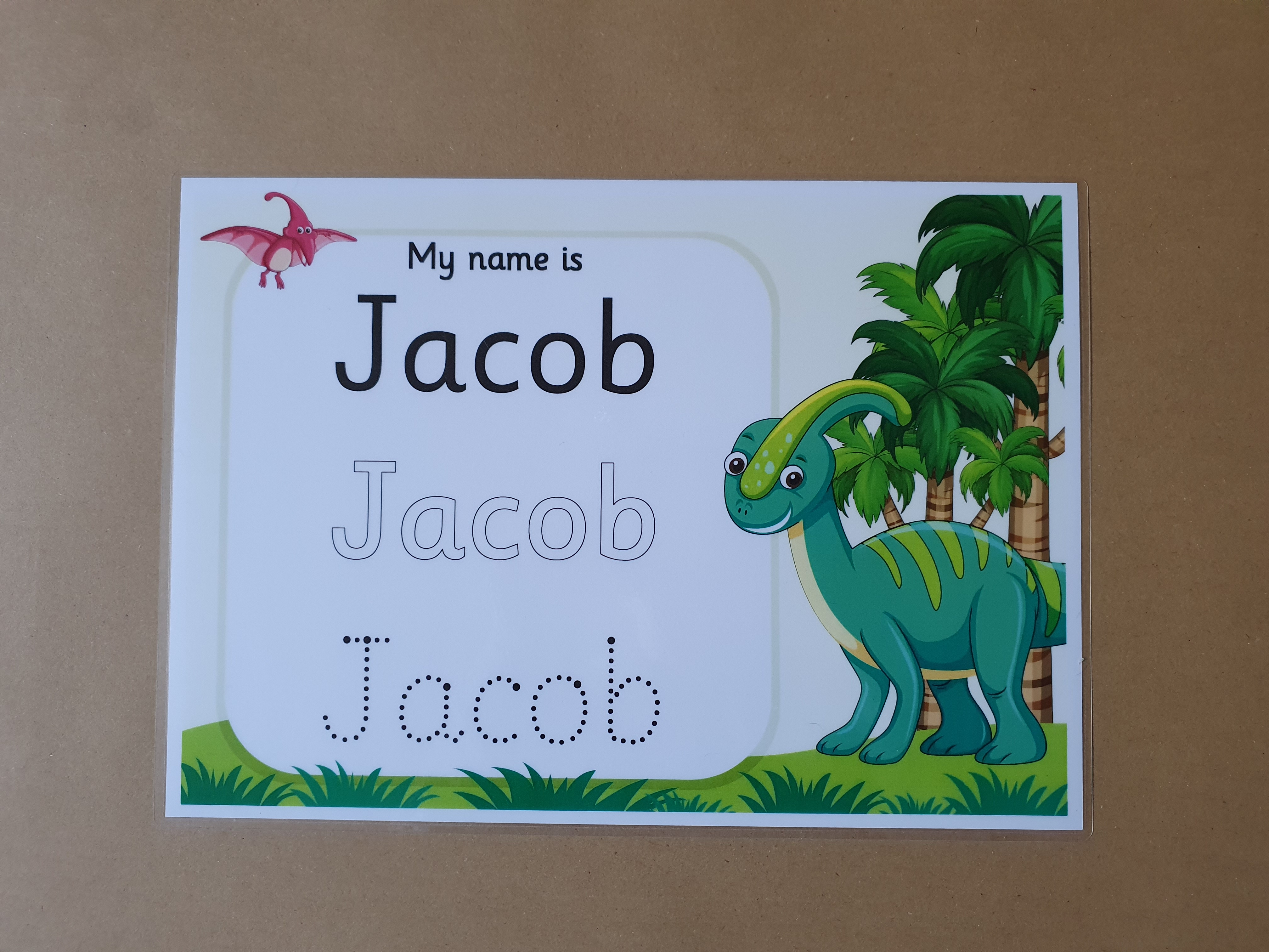 Dinosaur Personalised Name Card 