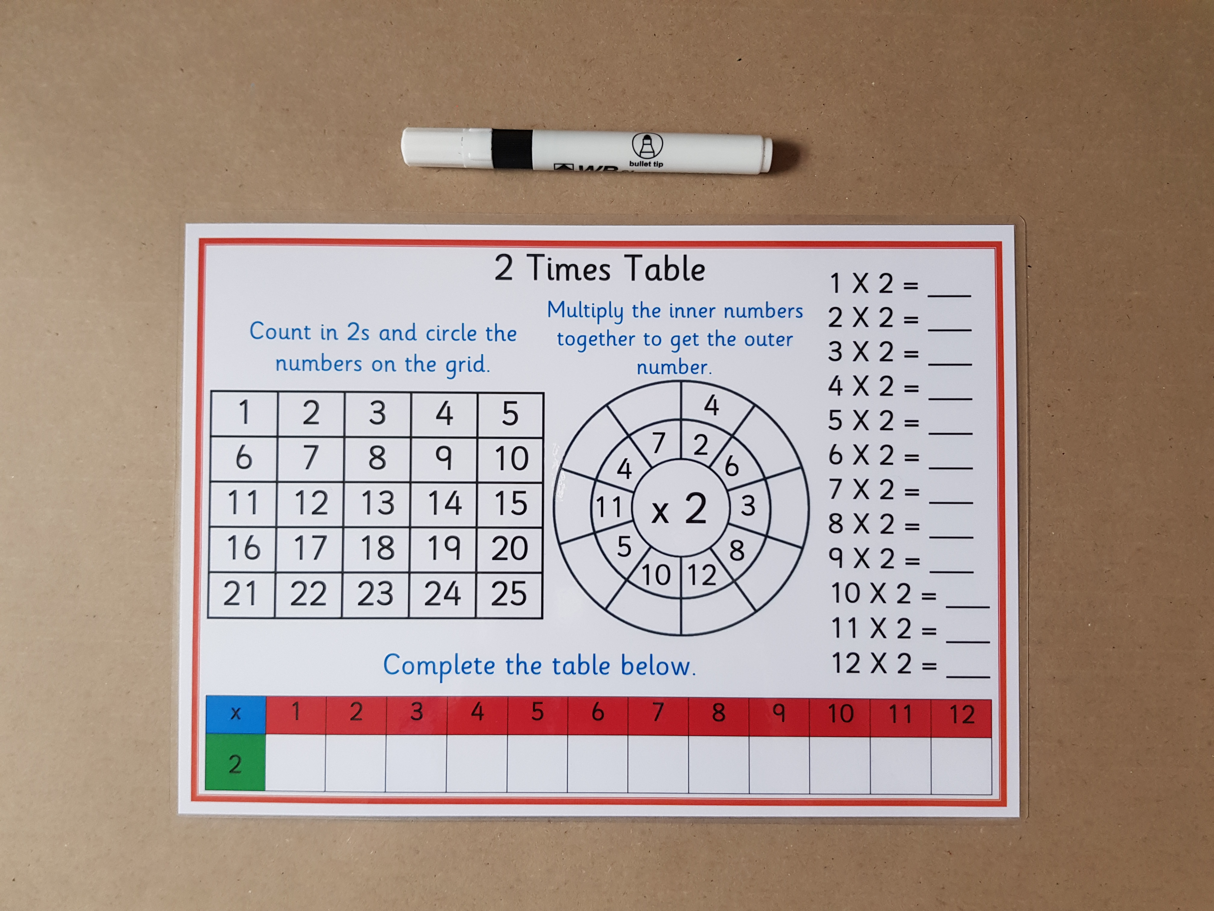 2 Times Tables Practice worksheet - KS1 Numeracy
