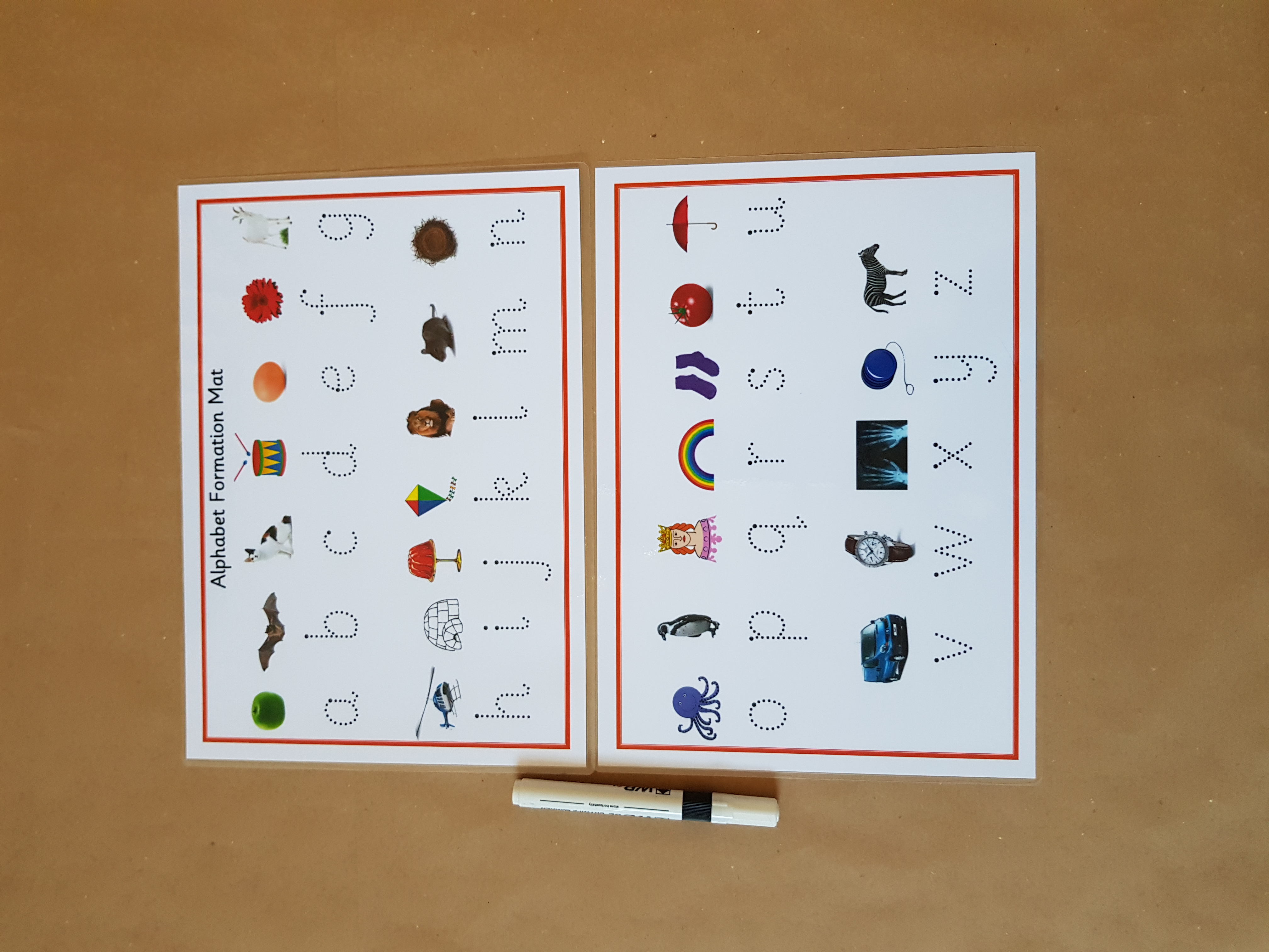 Alphabet and pictures Formation mat - tracing letters