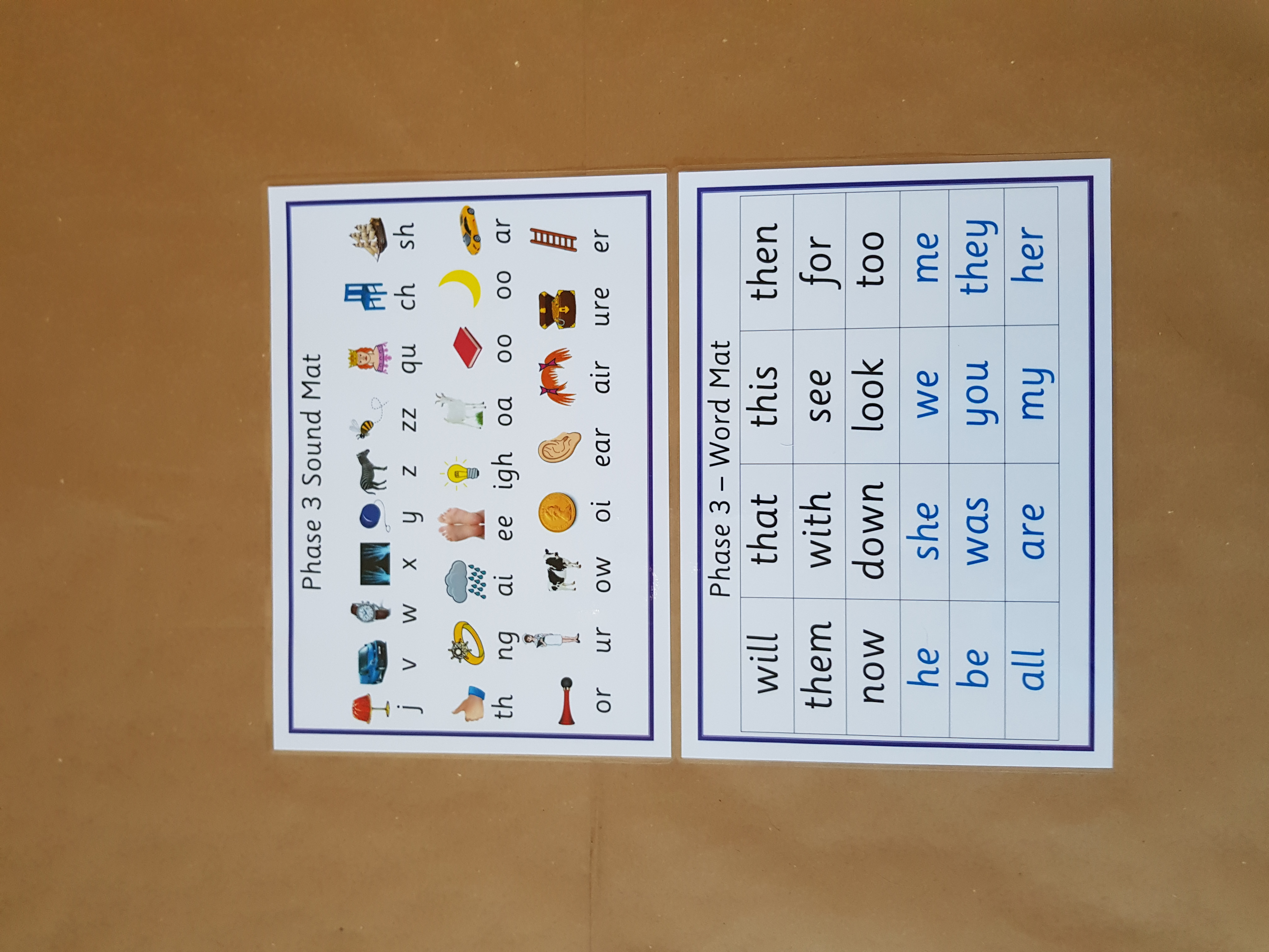 Letter and Sounds, Phase 2-5 sound and word mats