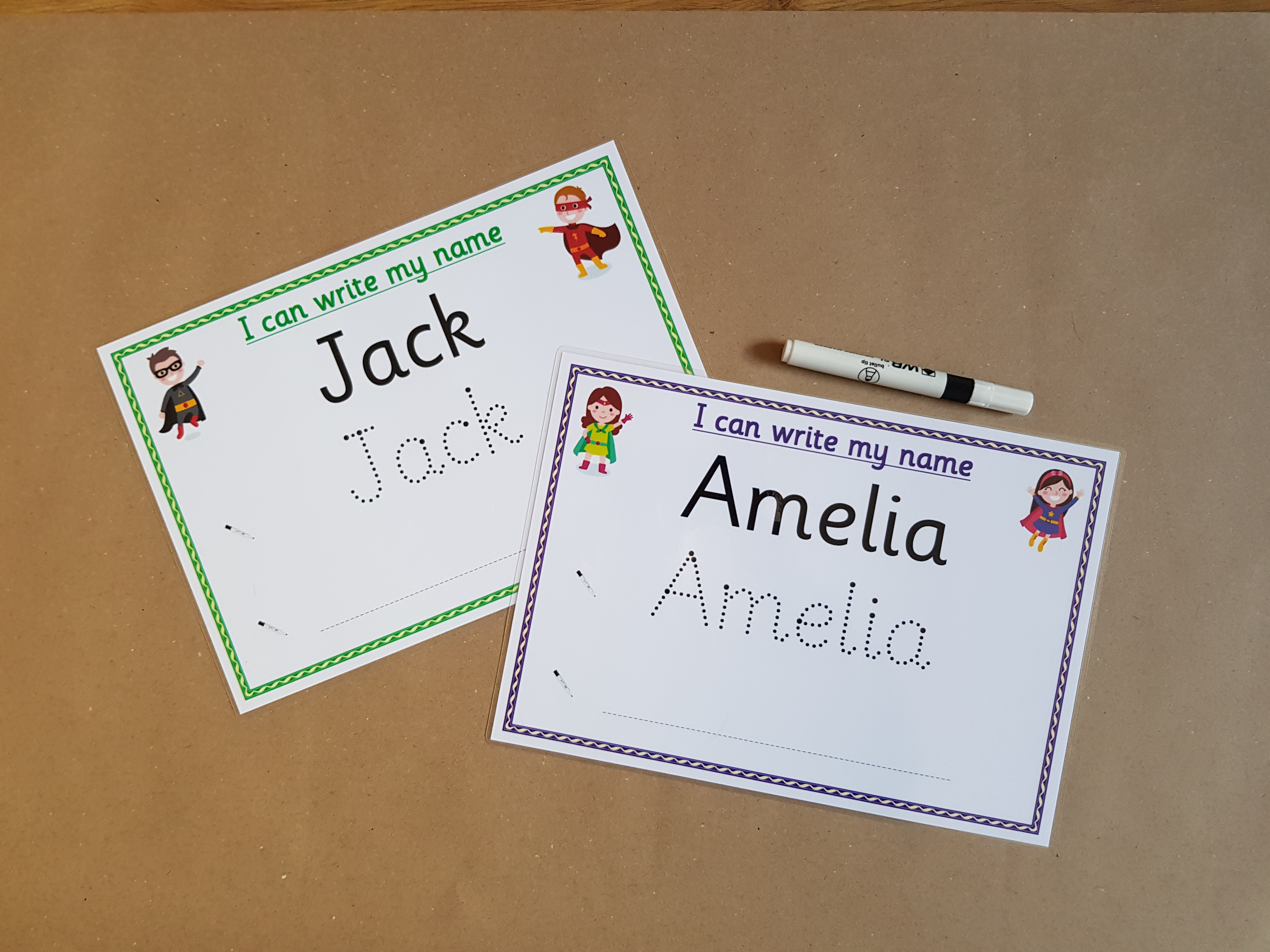 Personalised Name Card - 3 fonts - superhero design