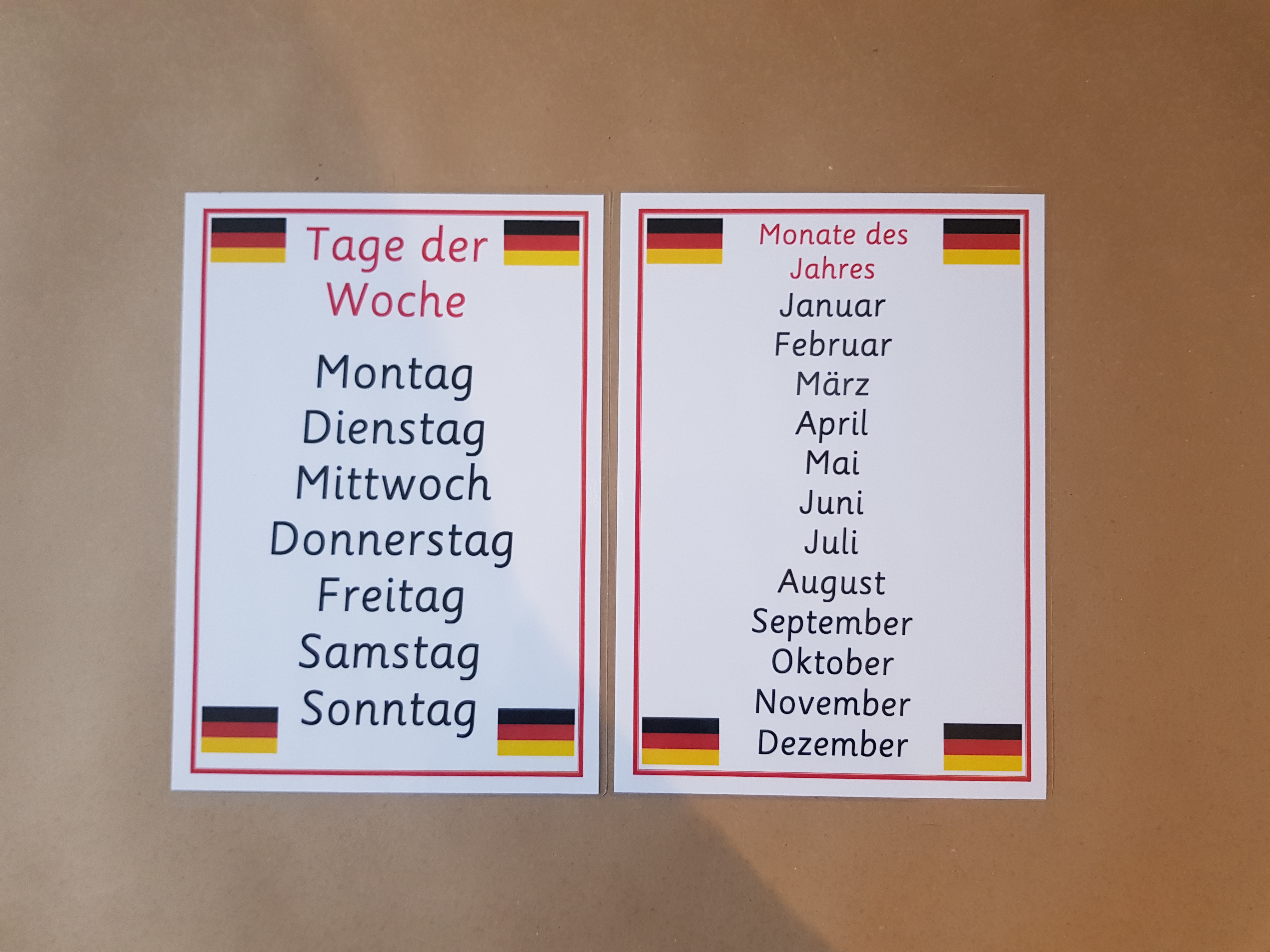 German Days of the Week and Months of the Year Poster