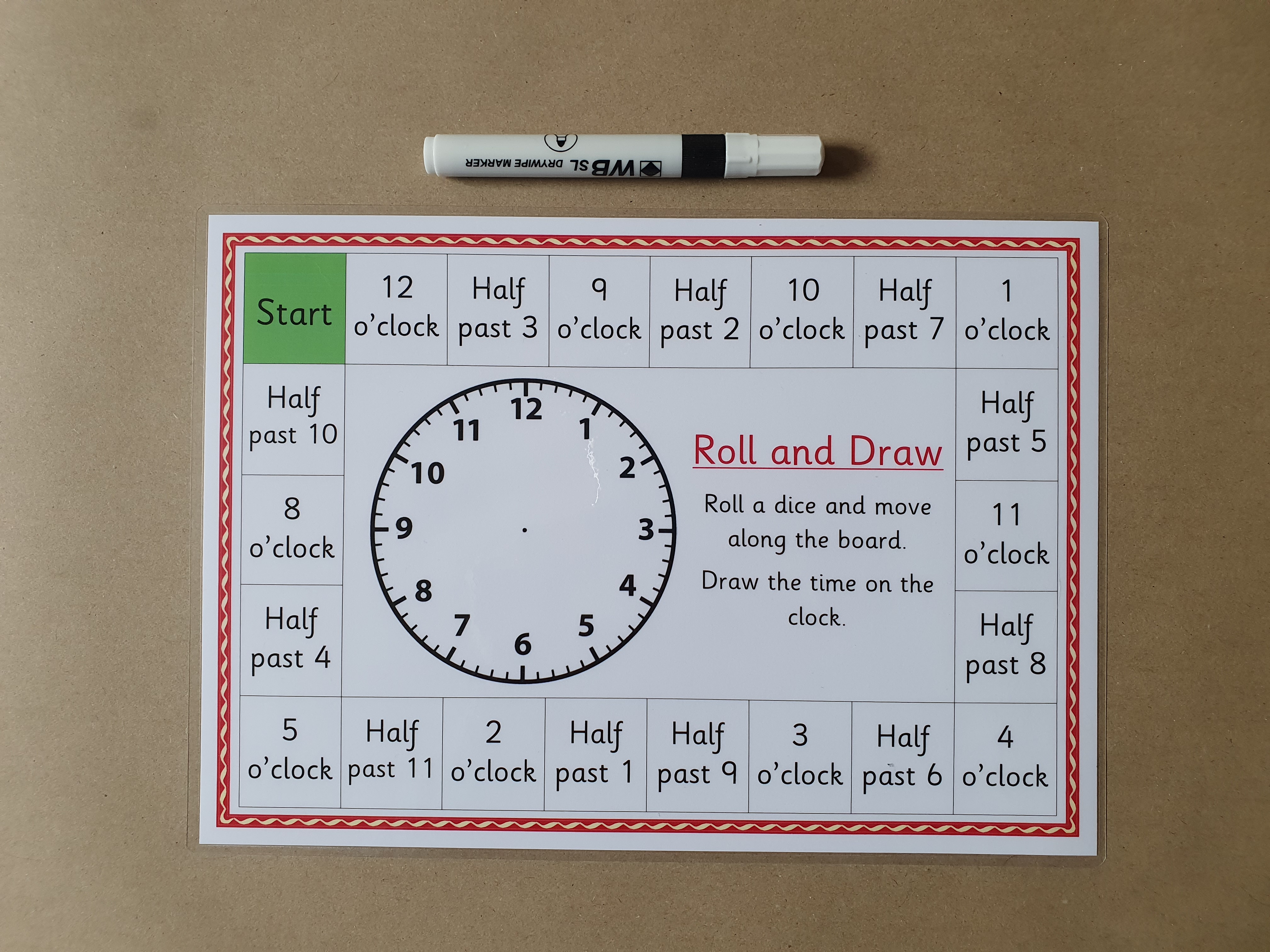 Roll and draw the time - o'clock/half past