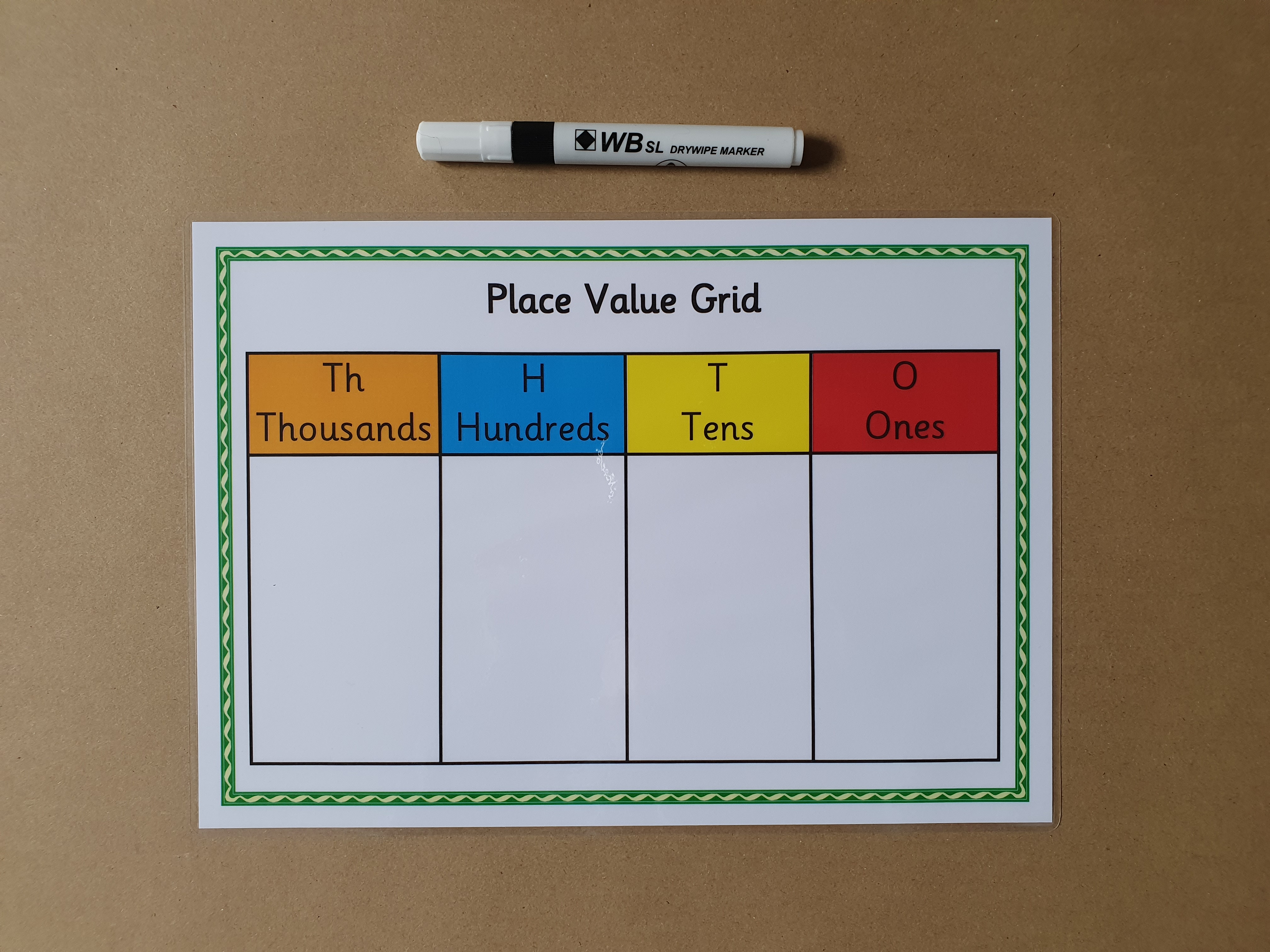 Place Value Grid - thousands, hundreds, tens and ones - Numeracy teaching resource