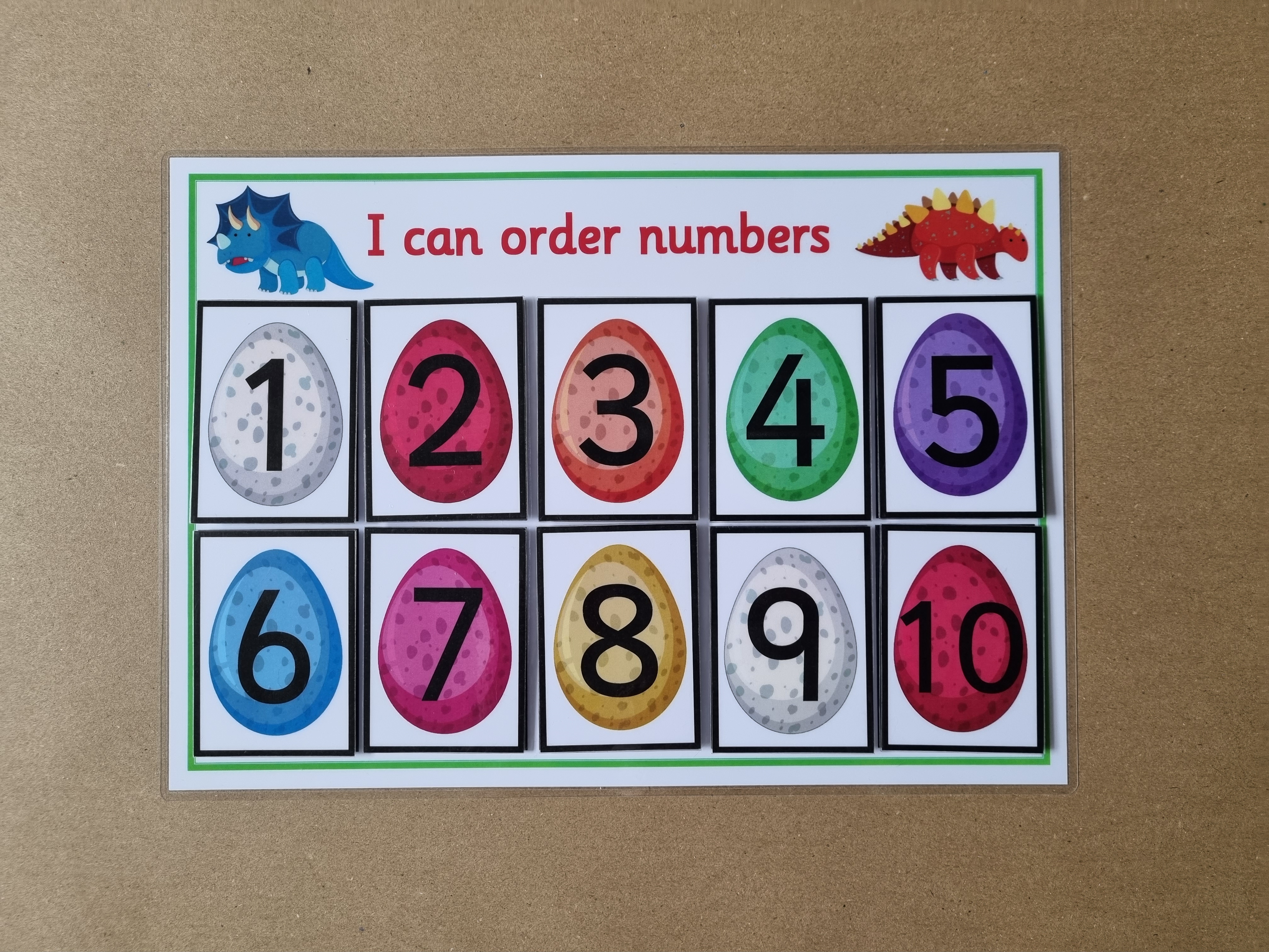 Number Ordering Game 1-10 - Dinosaur eggs