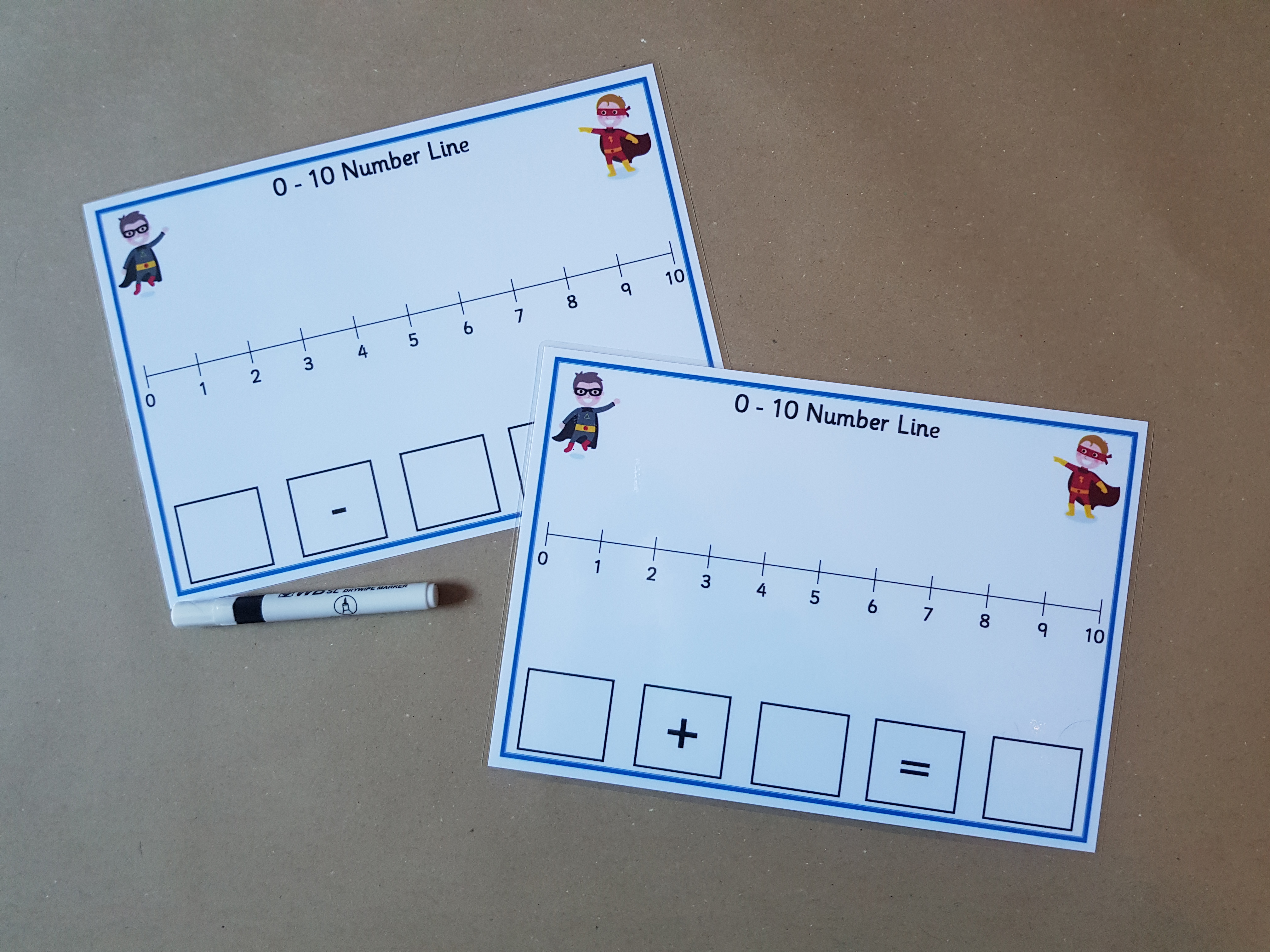Superhero addition and subtraction number lines - 0-10
