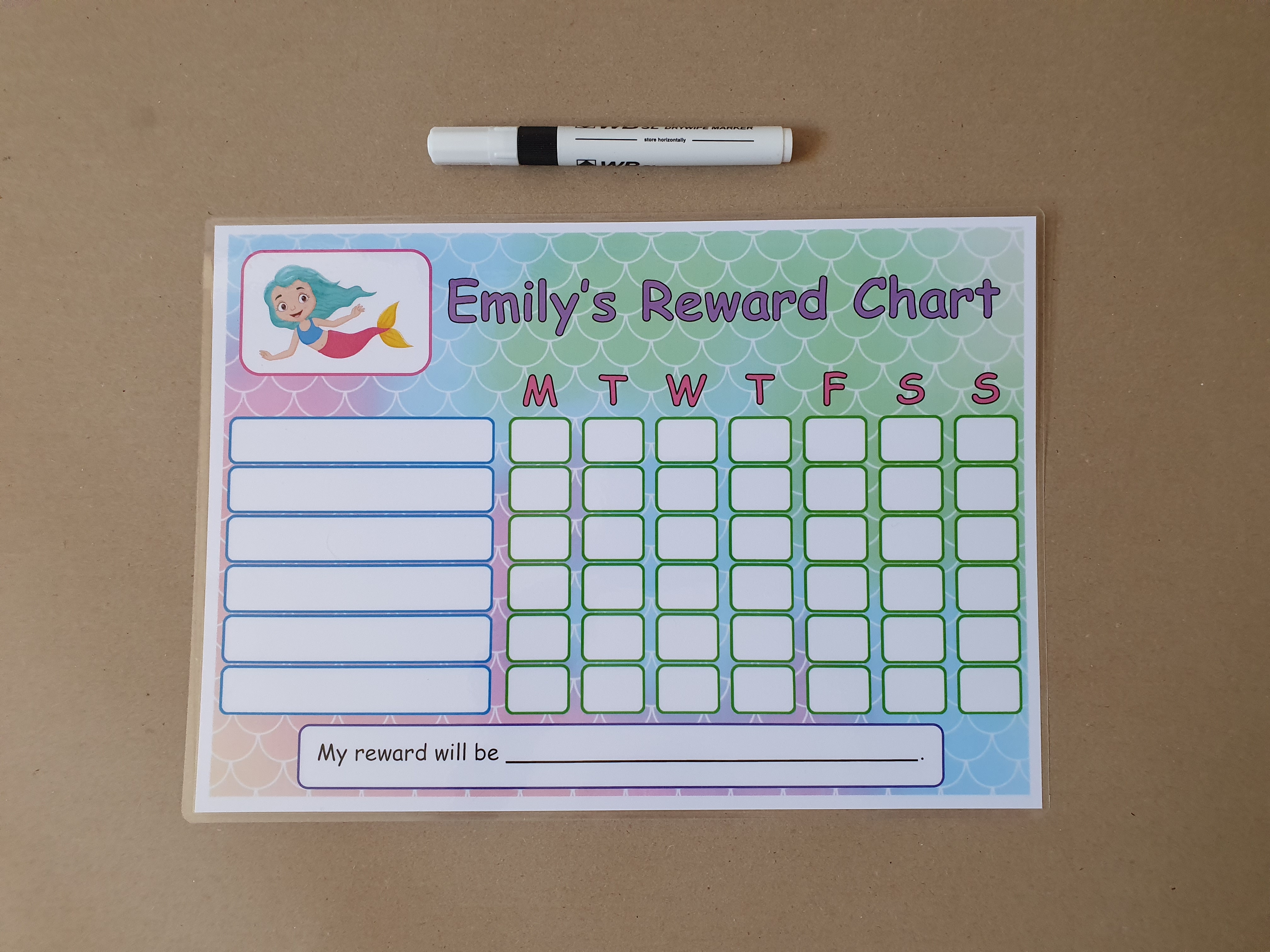 Personalised Reward Chart - Mermaid Design