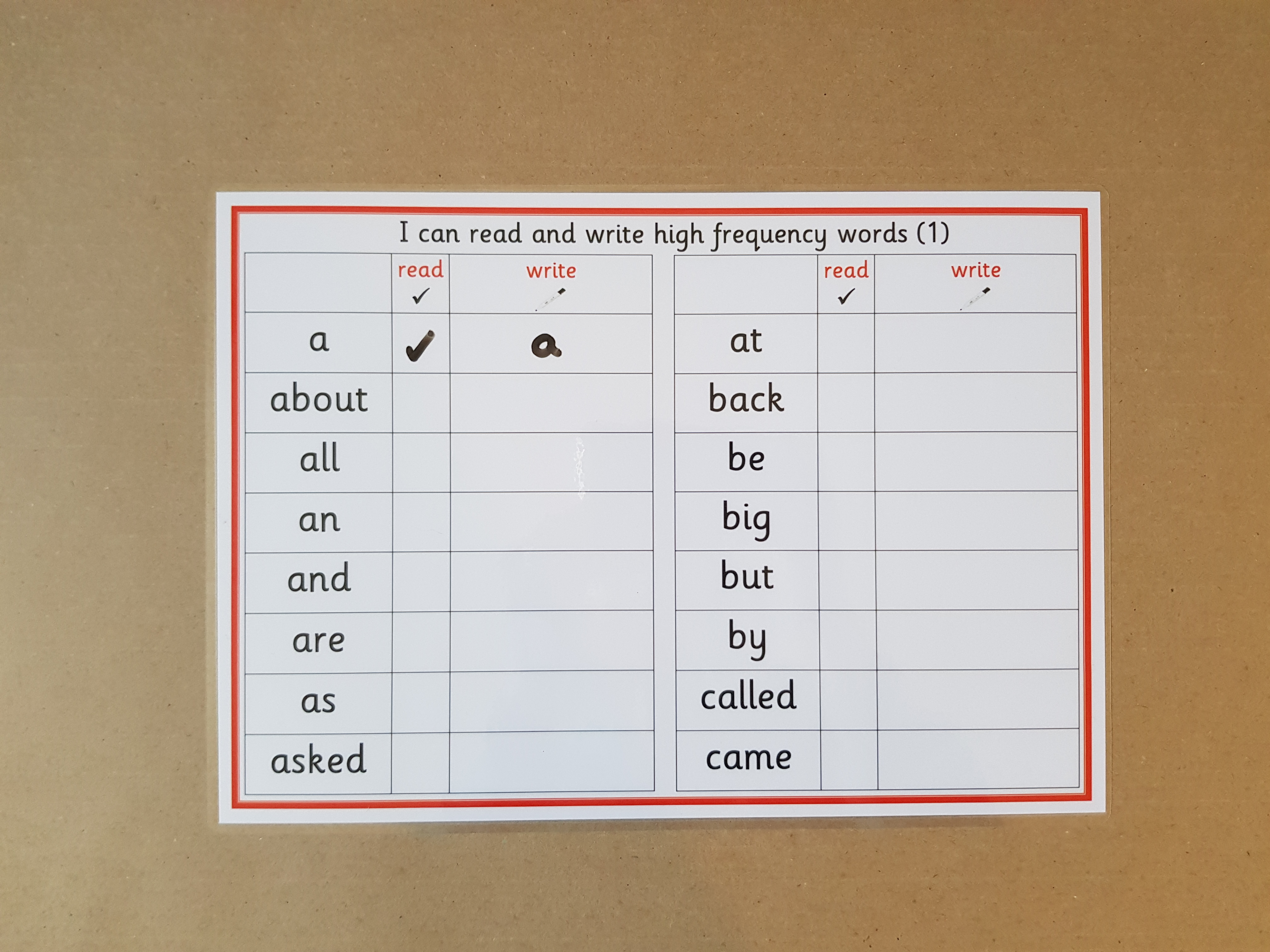 I can read and write high frequency words 