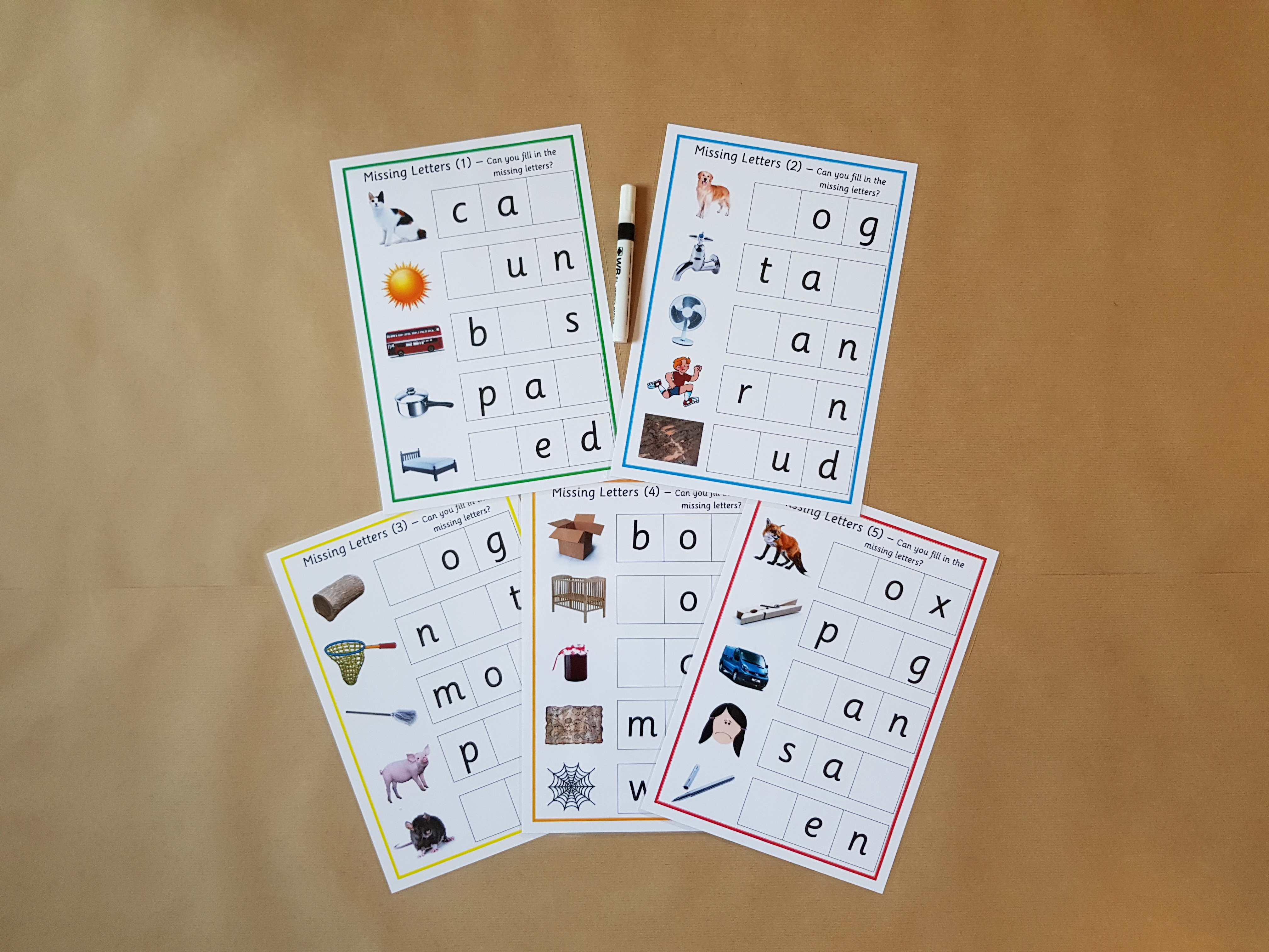 CVC Words Missing Letters - 5 x A4 mats