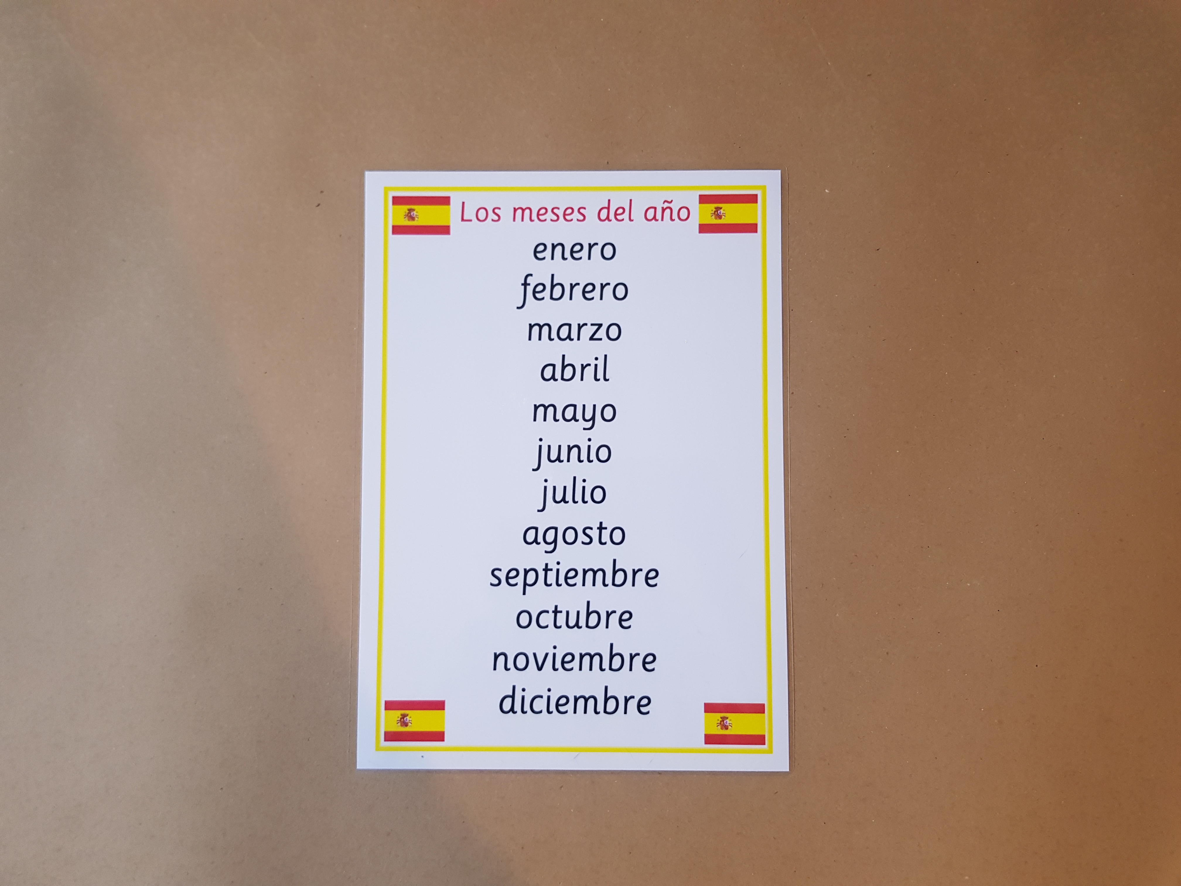 Spanish Days of the Week and Months of the Year Poster