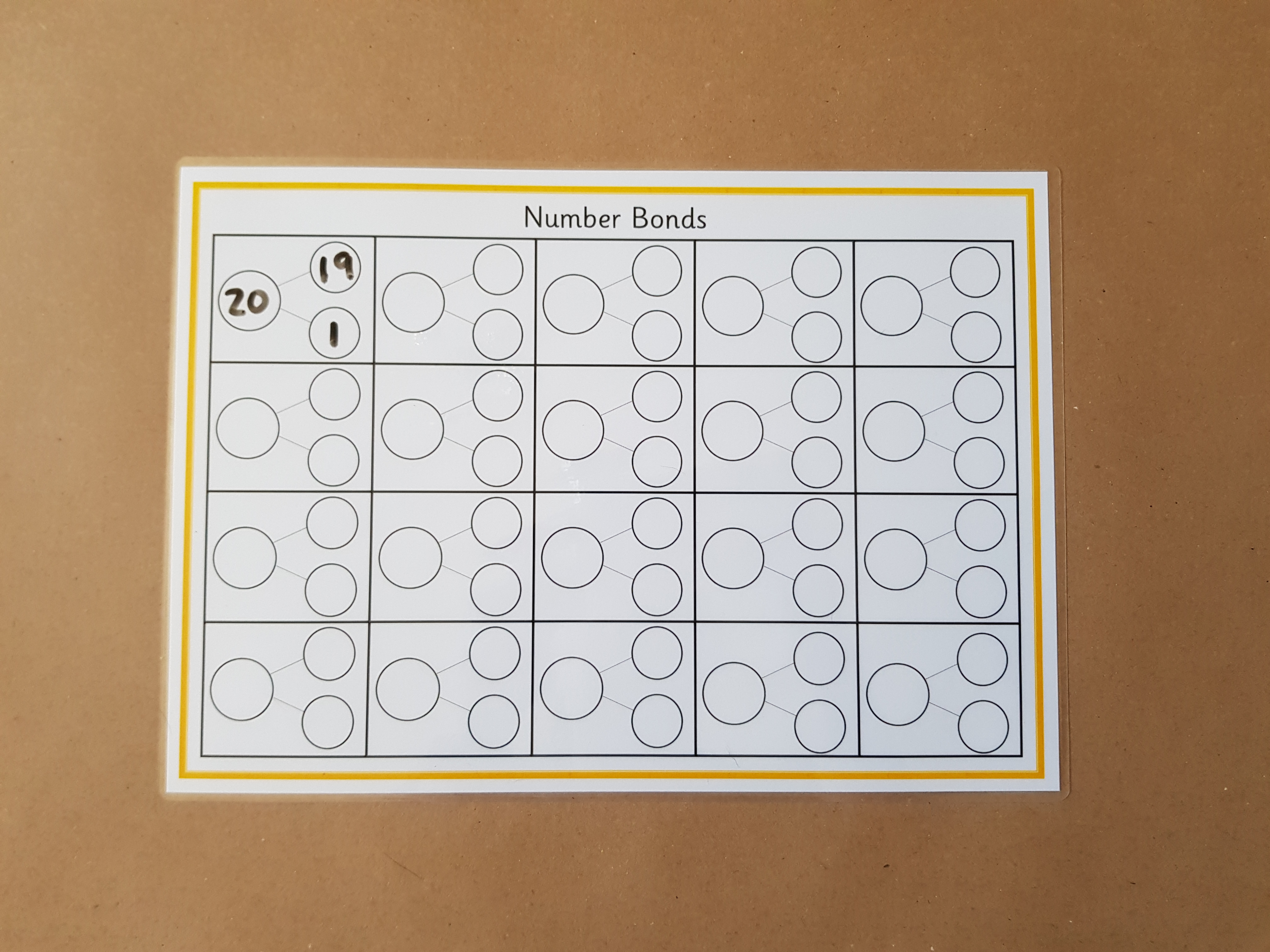 Numbers bonds blank worksheet