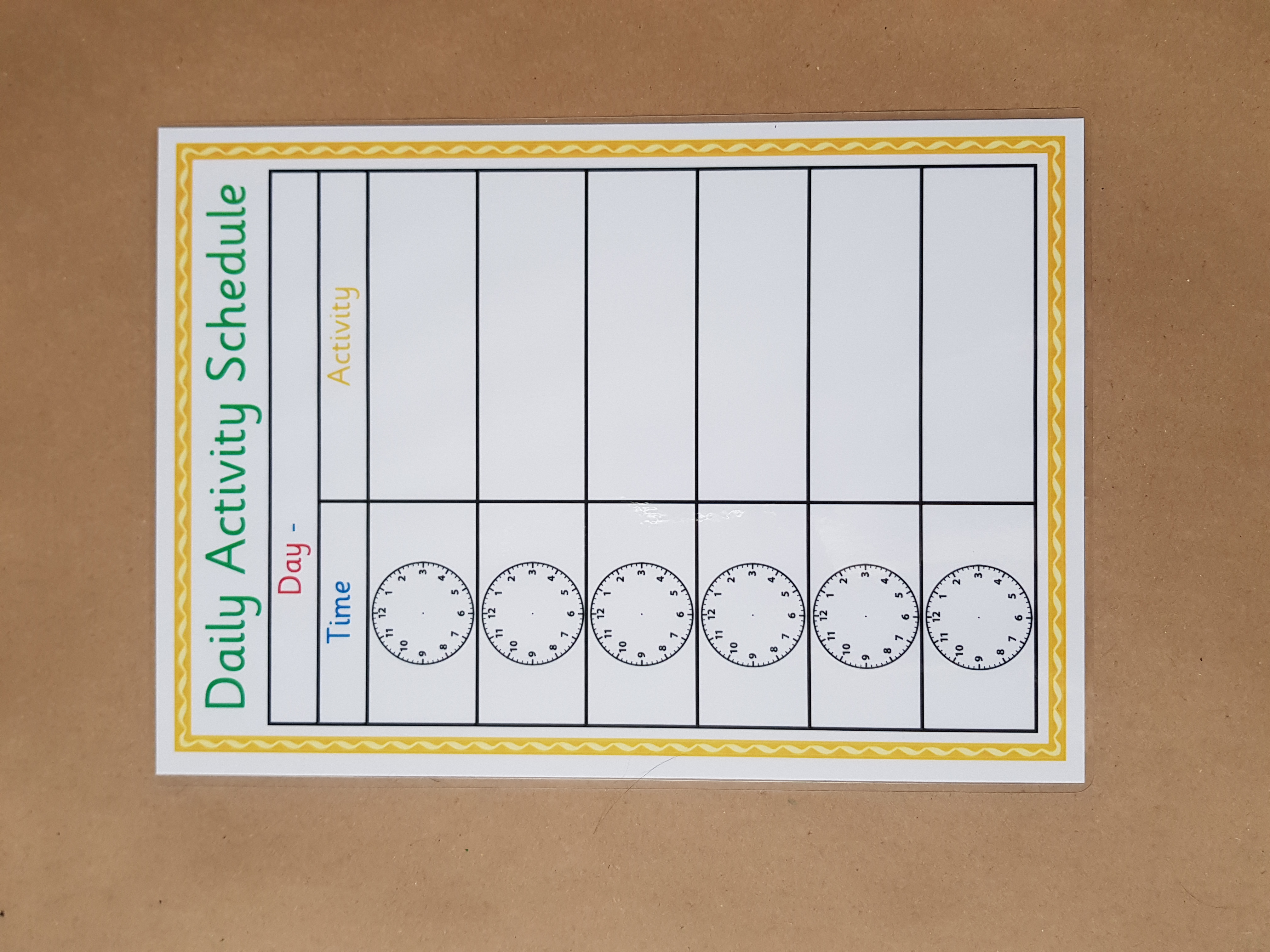 Daily Activity Schedule - reusable daily planner