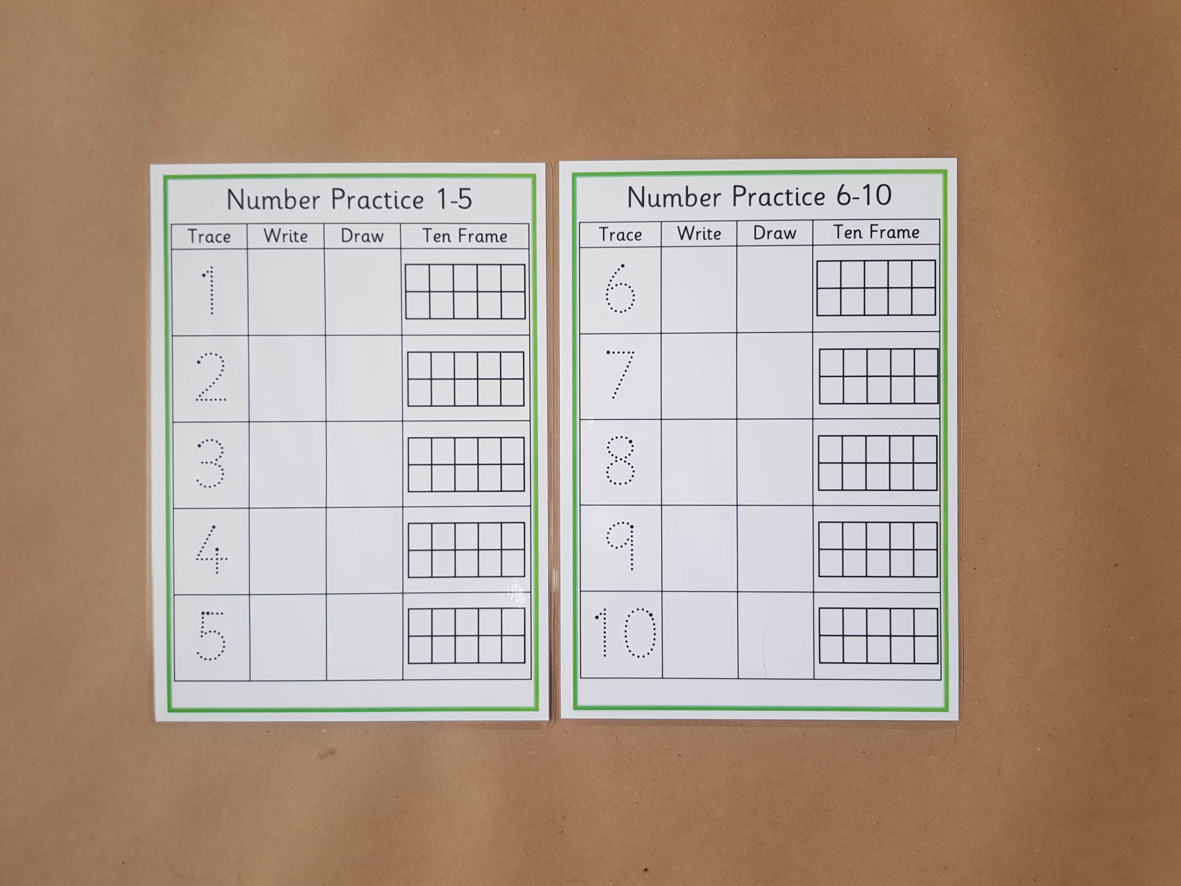 Number Practice 1-10 - reusable worksheet 