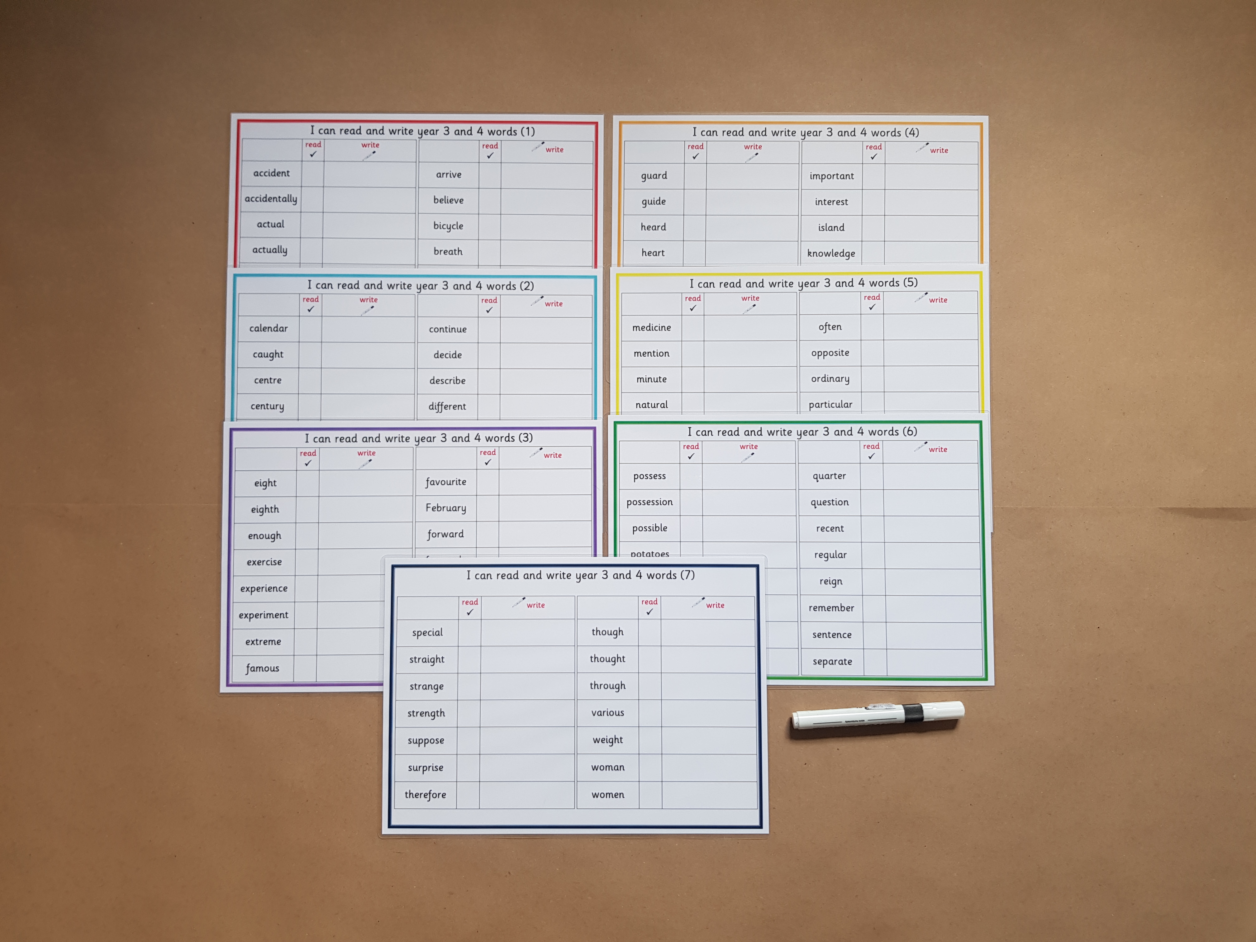 I can read and write year 3 and 4 words