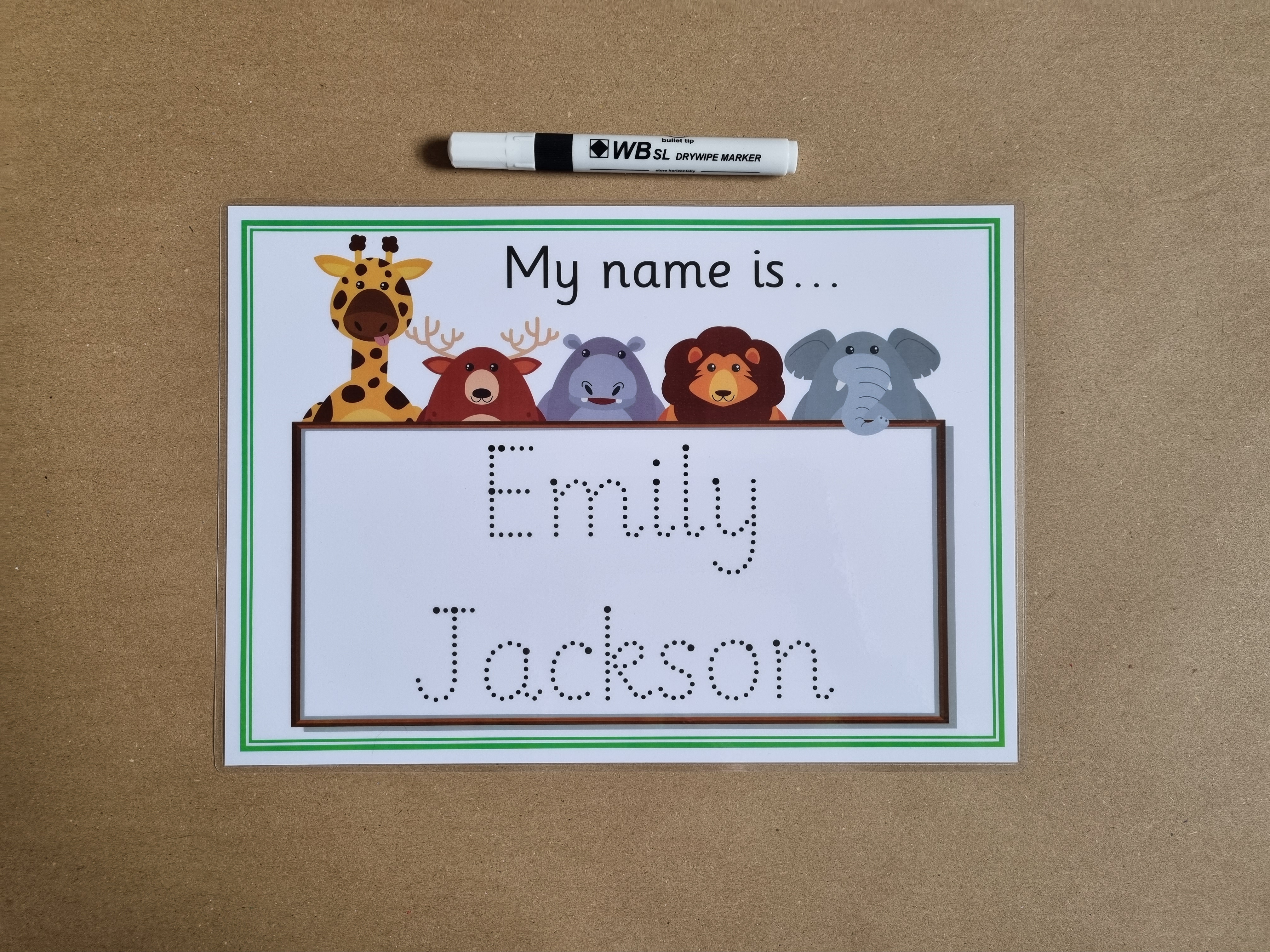 Personalised Name Card - safari design