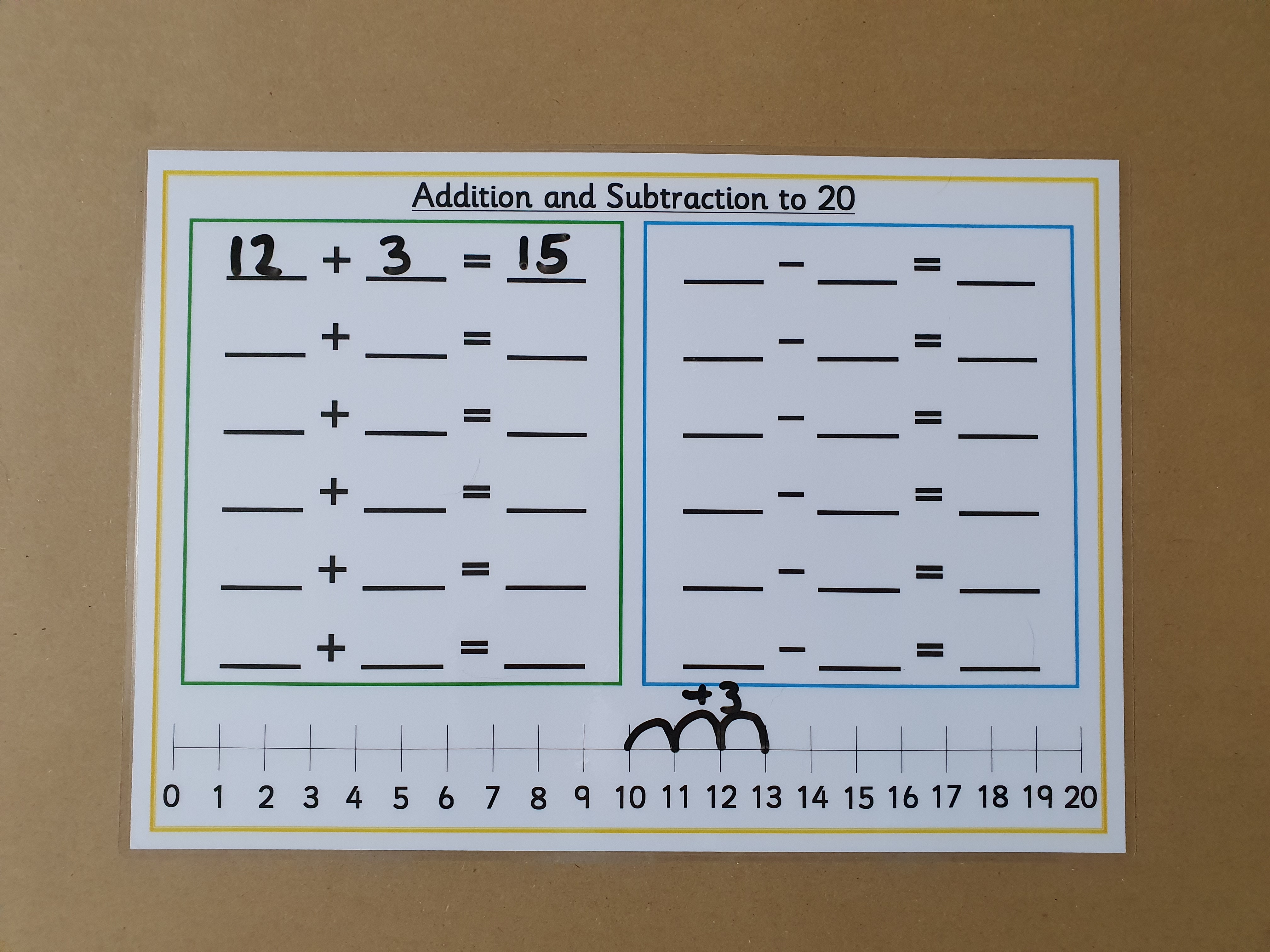 Addition and subtraction to 20 - blank worksheet