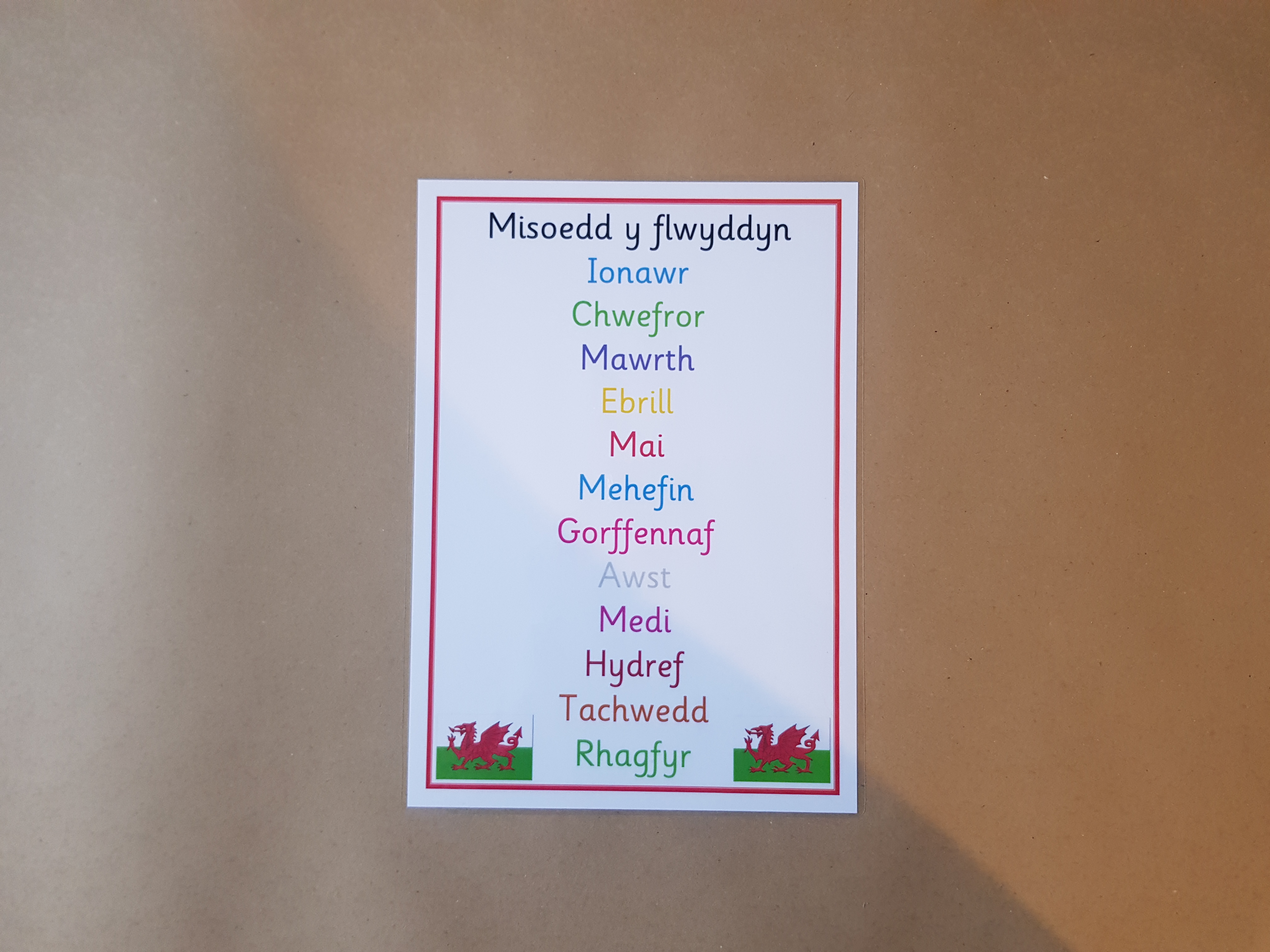 Welsh Days of the Week and Months of the Year Poster