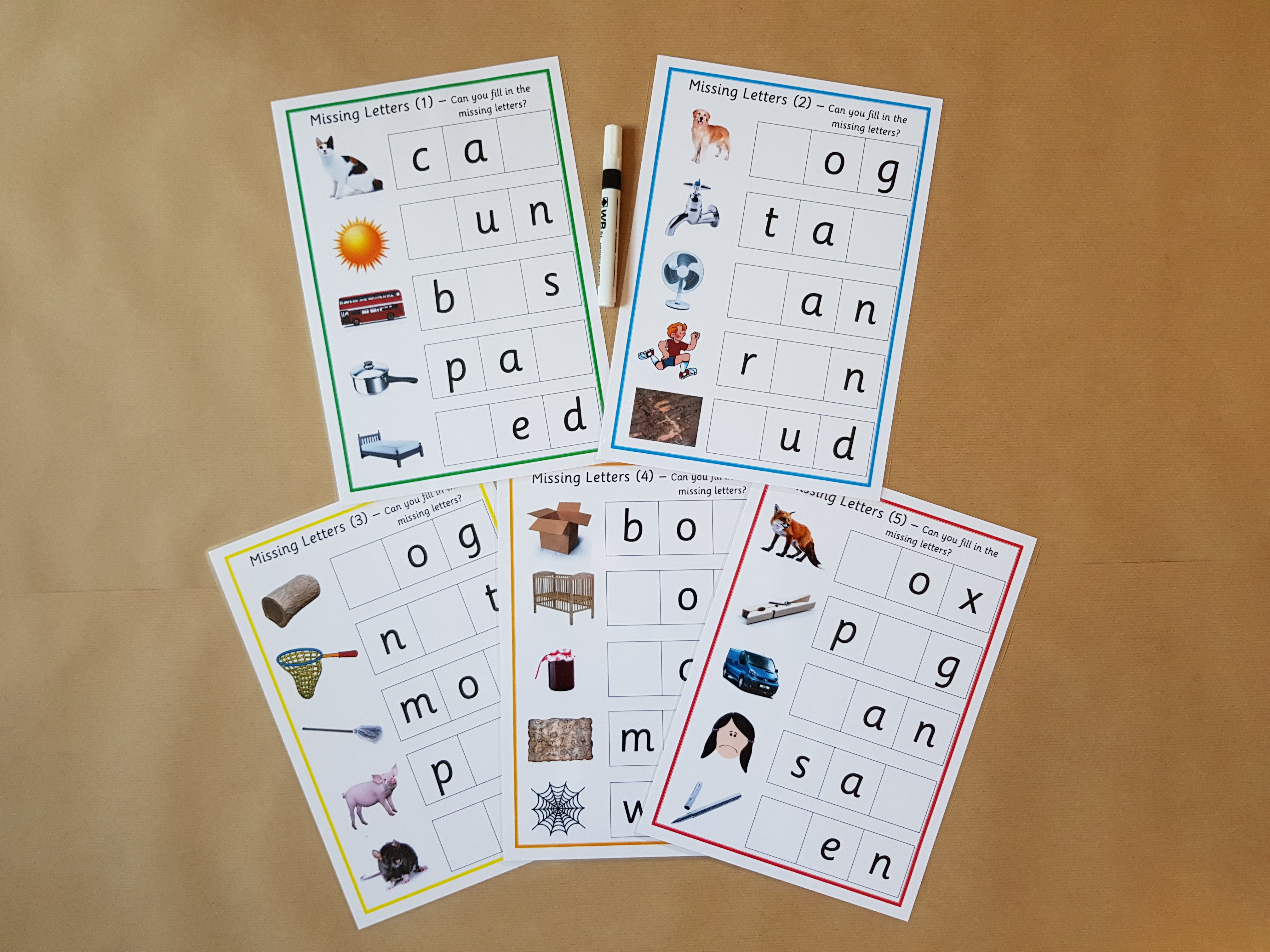 CVC Words Missing Letters - 5 x A4 mats