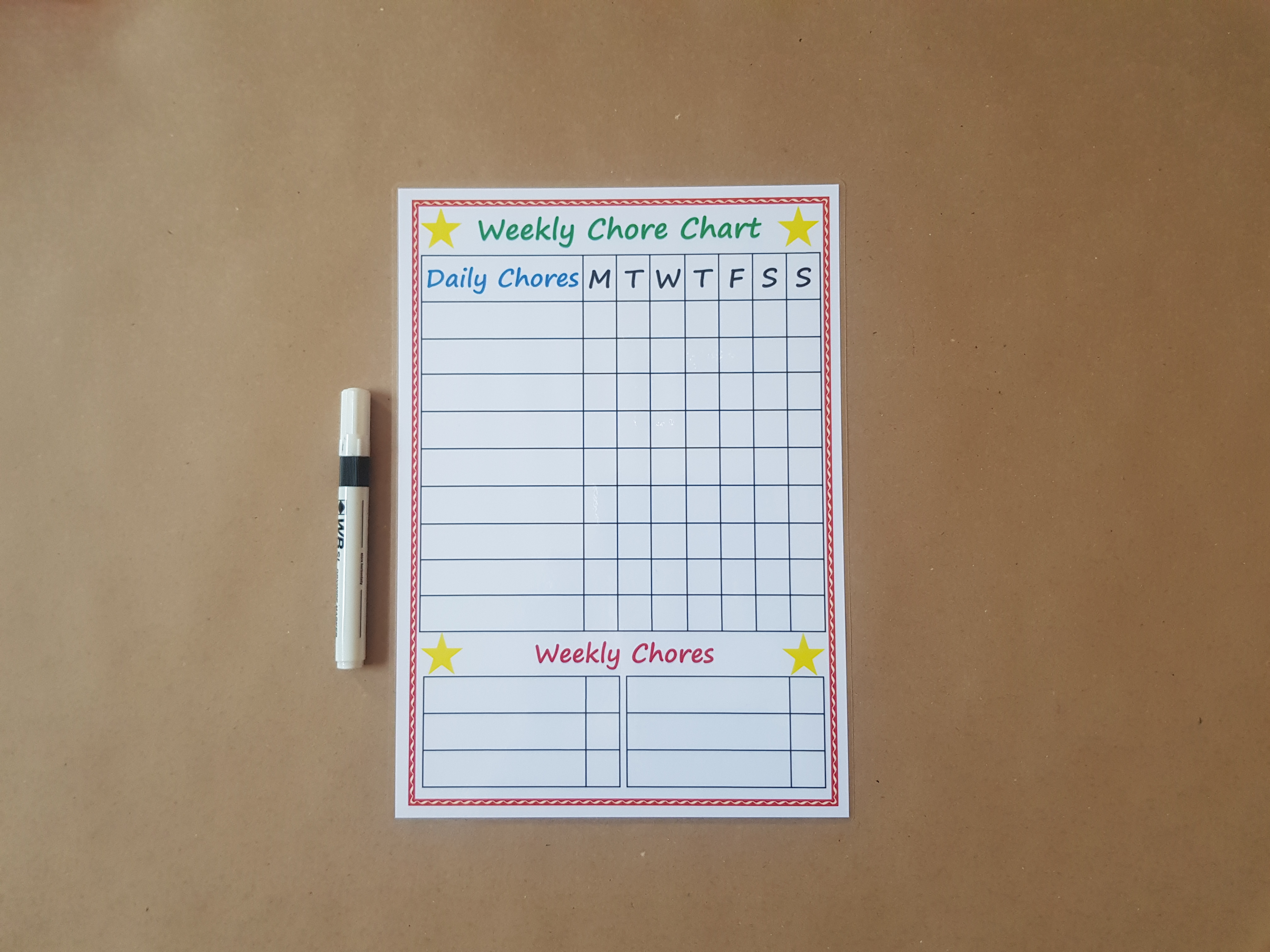 Weekly Chore Chart and dry wipe pen