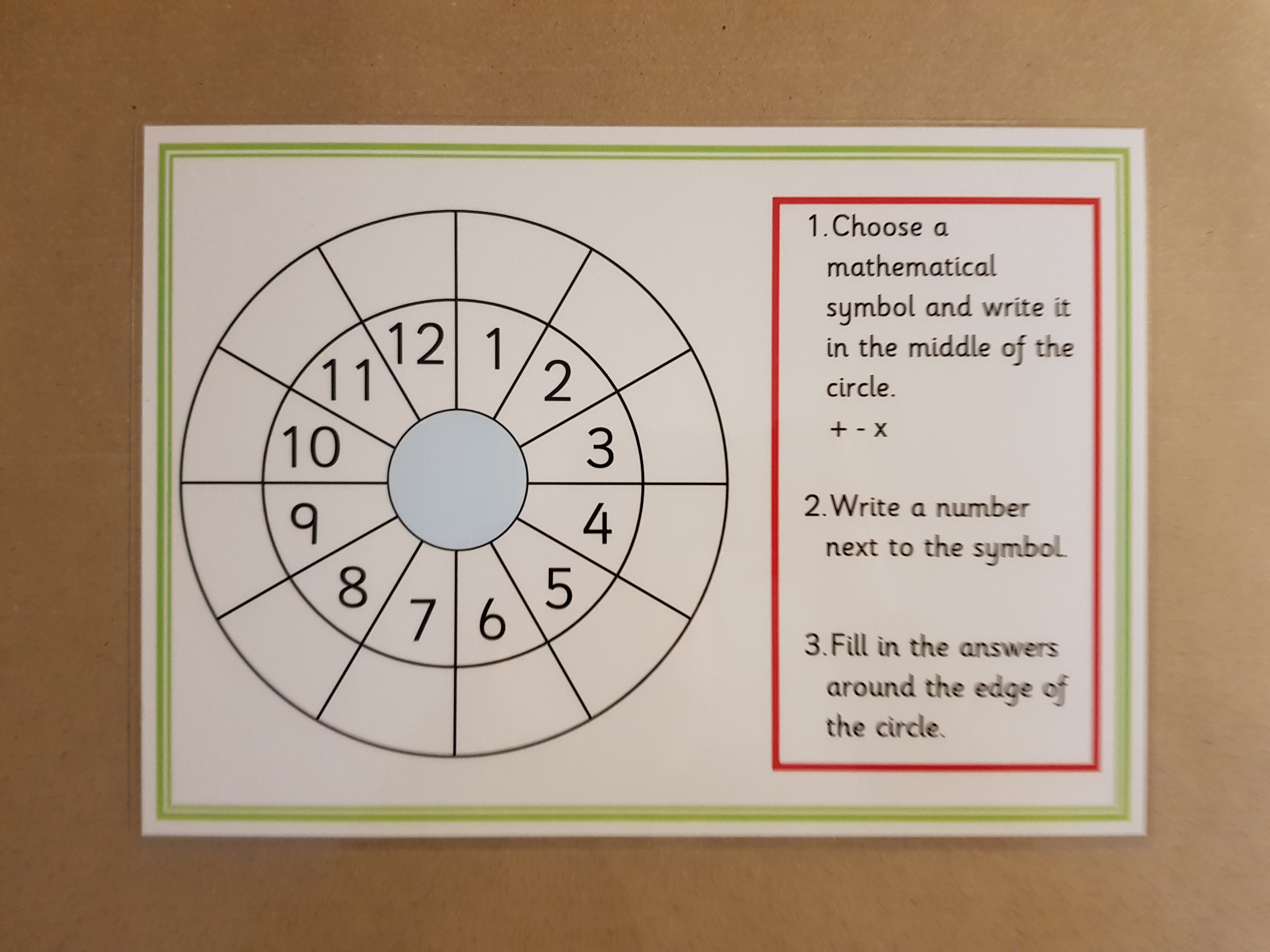 Numeracy Target Circle, Addition, Subtraction, Multiplication, Reusable Worksheet
