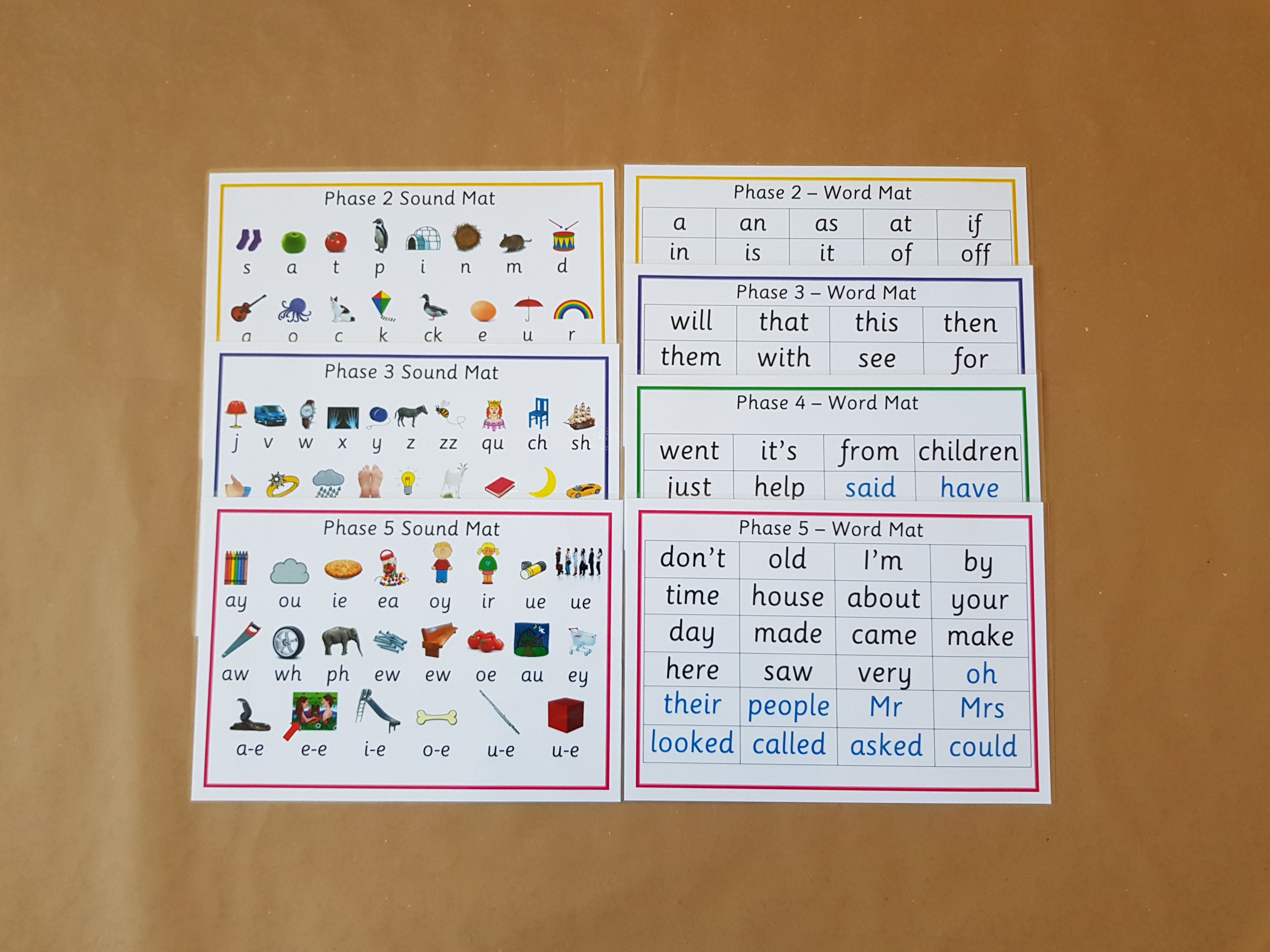 Letter and Sounds, Phase 2-5 sound and word mats