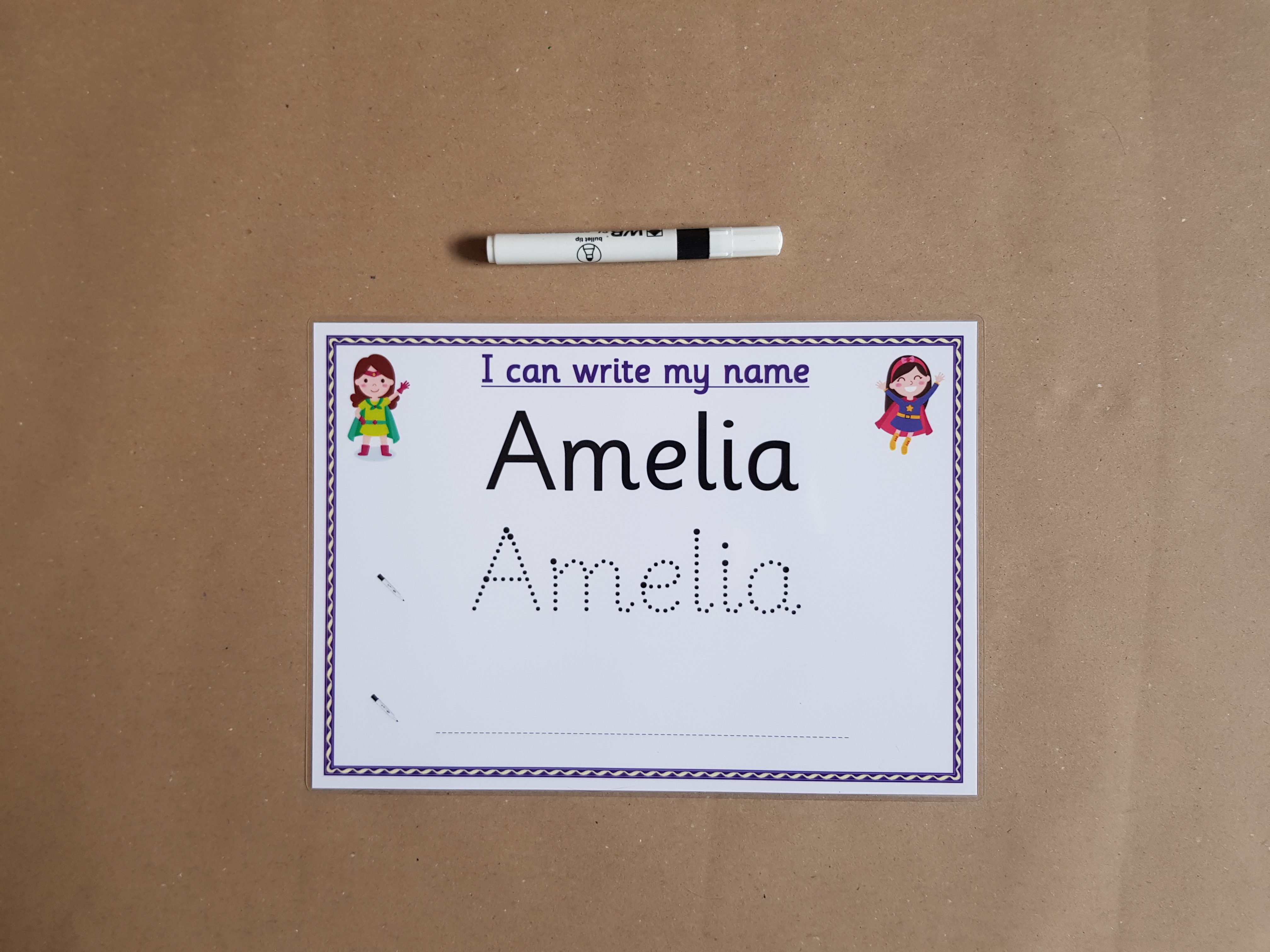 Personalised Name Card - 3 fonts - superhero design