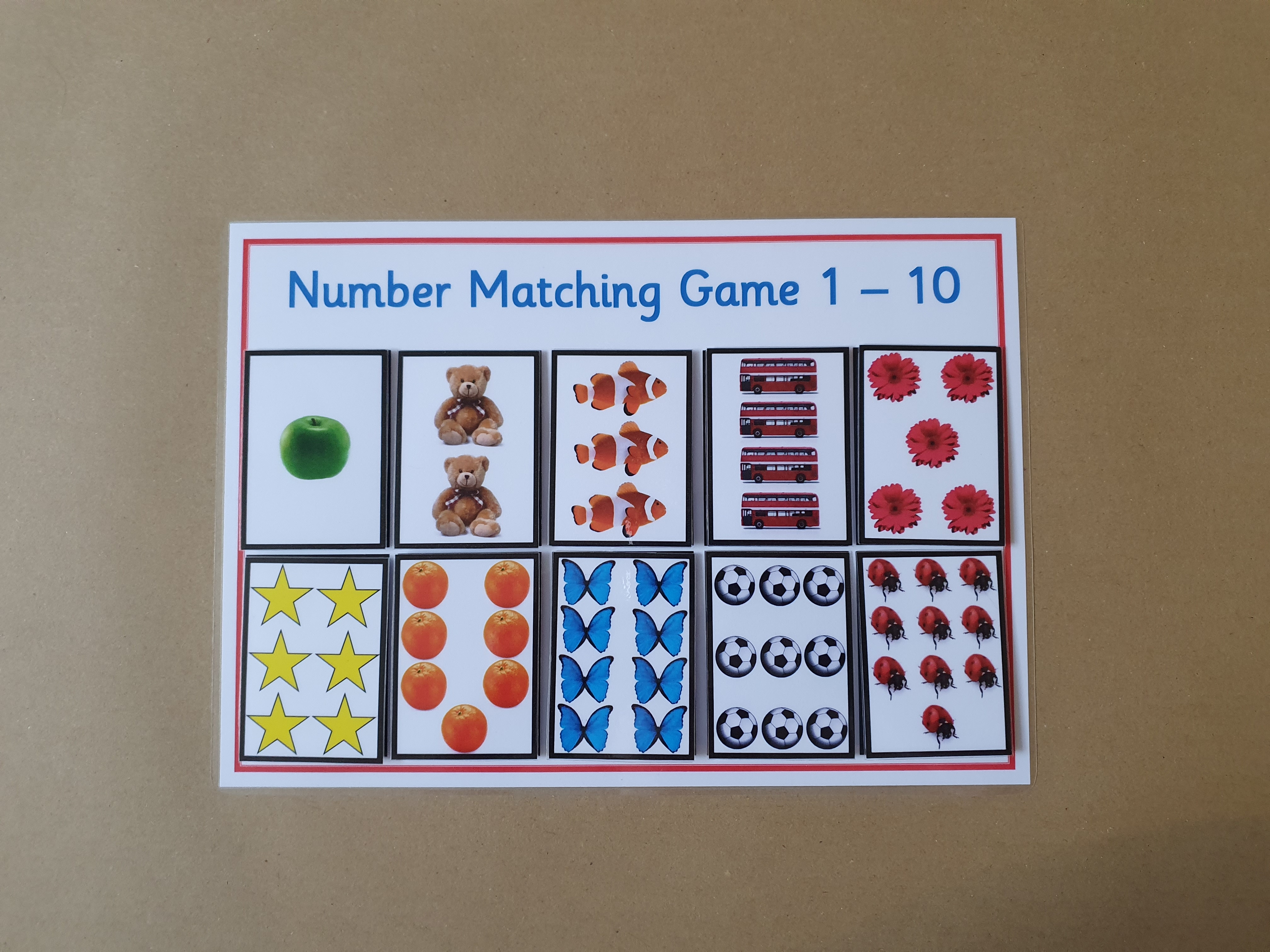 Number Matching Game with pictures 1-10