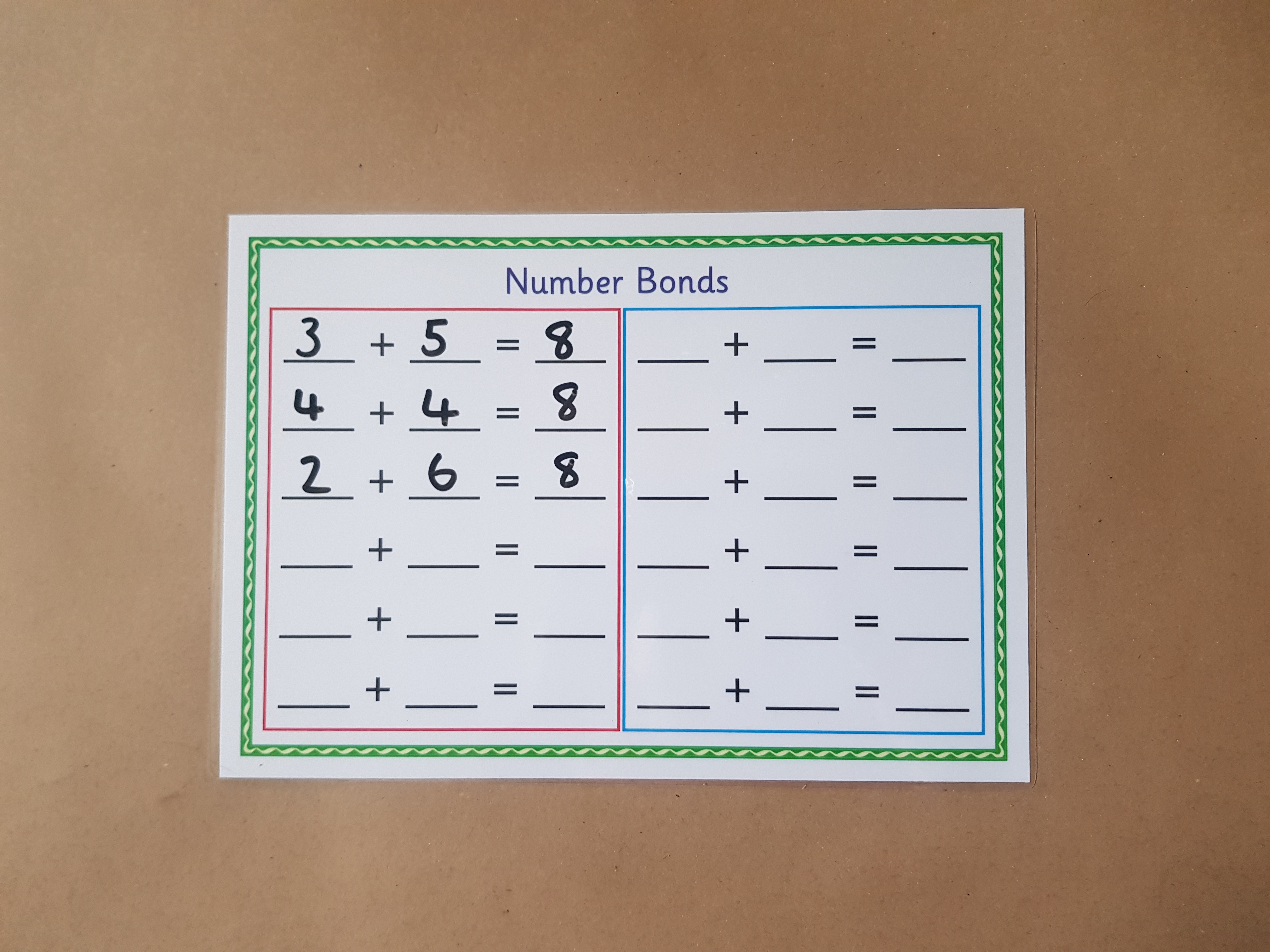 Number bonds worksheet set - A4 Mats