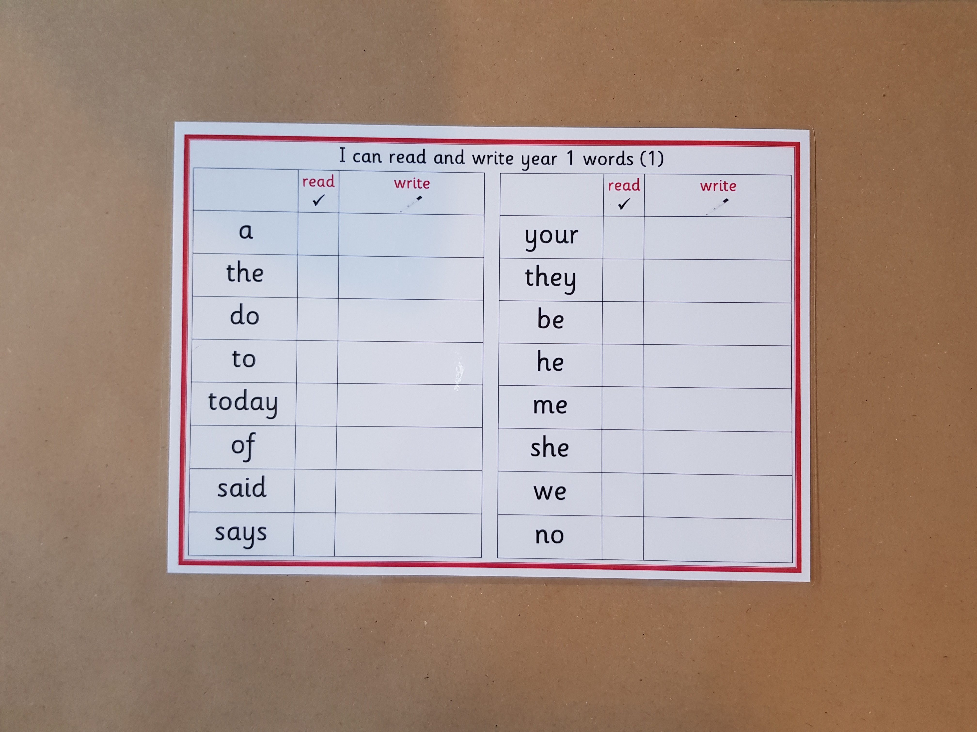 I can Read and Write Year 1 Words