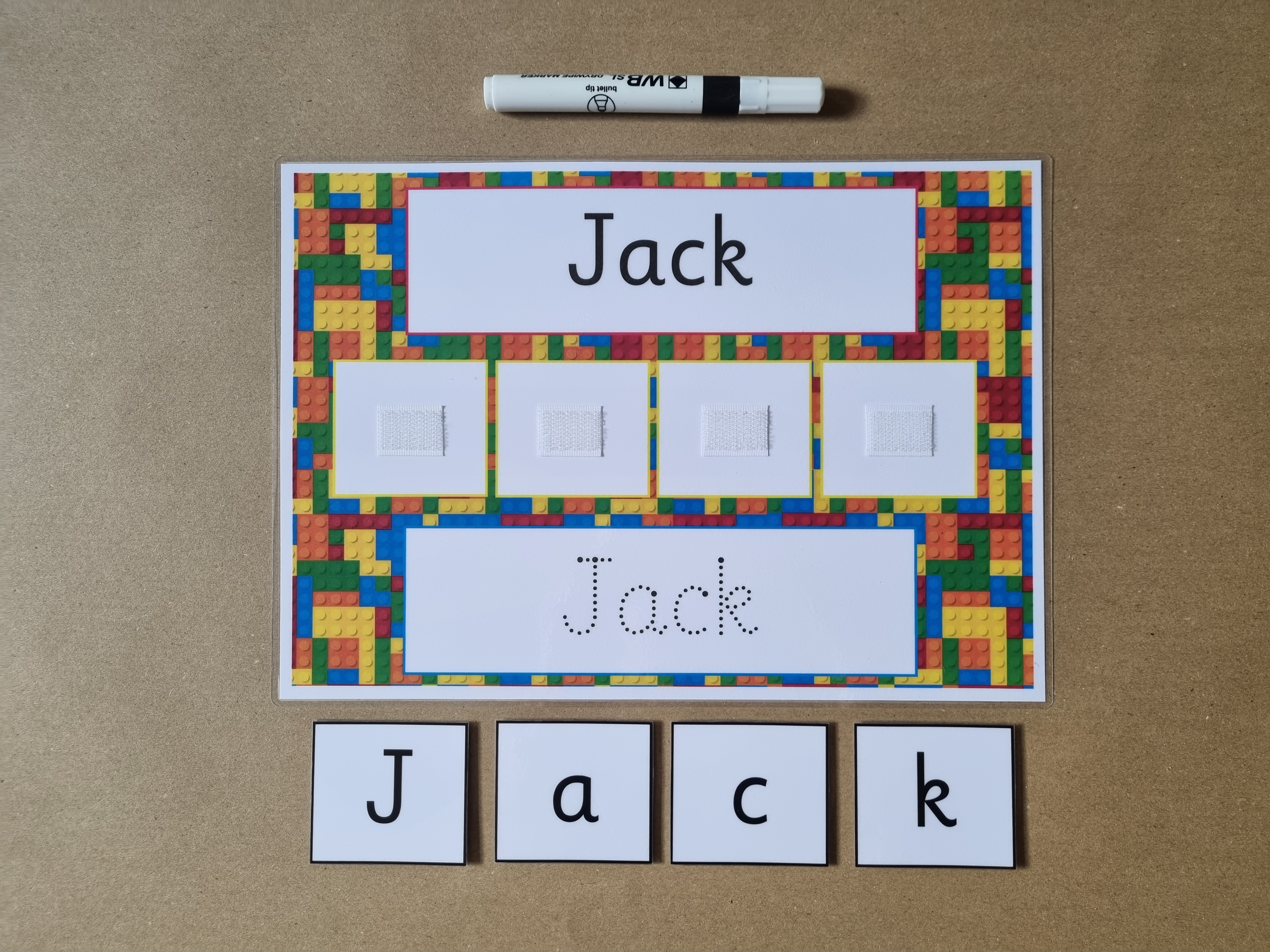 Write and Spell Name card- building block design