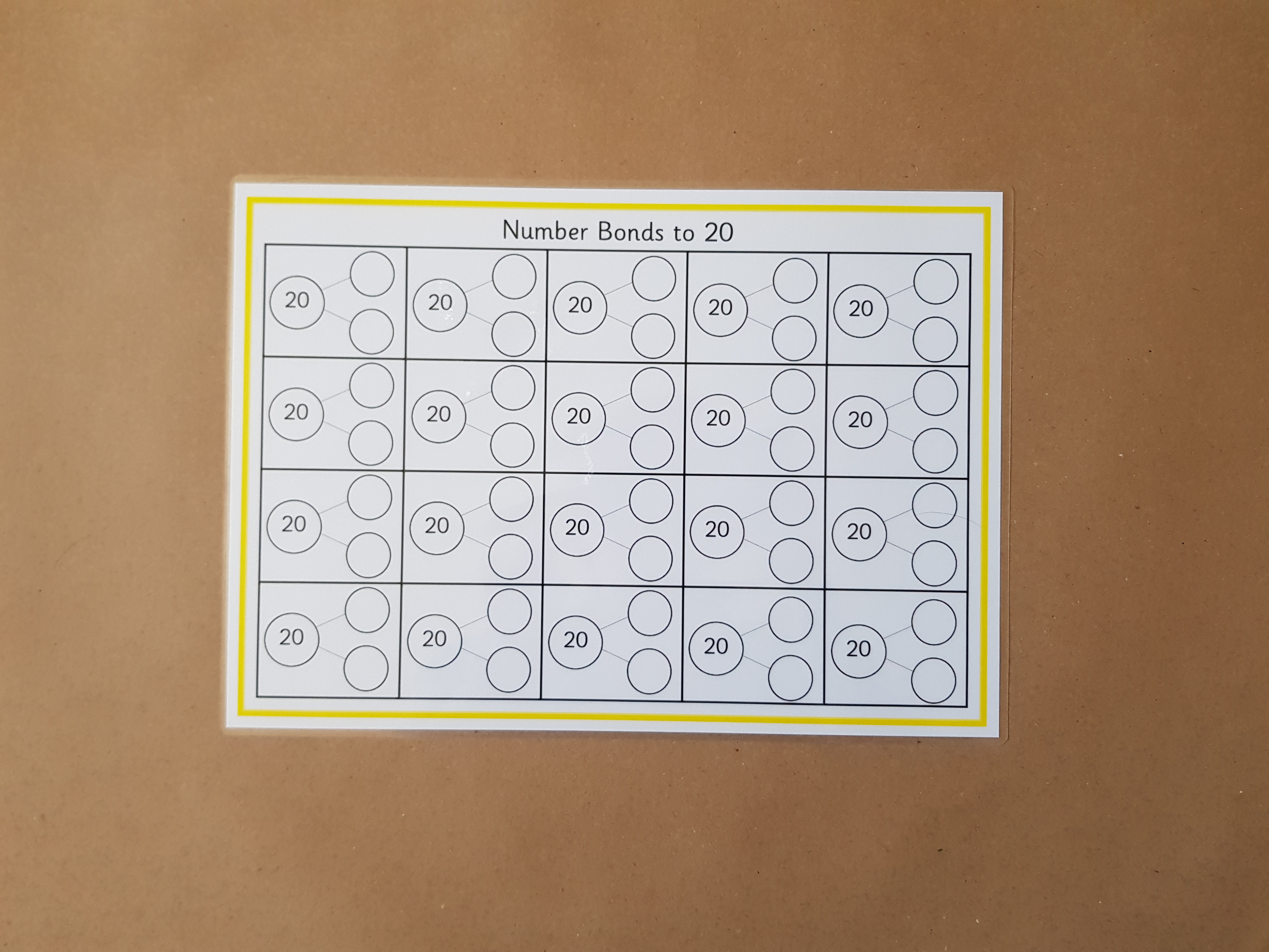 Numbers bonds to 20 worksheet