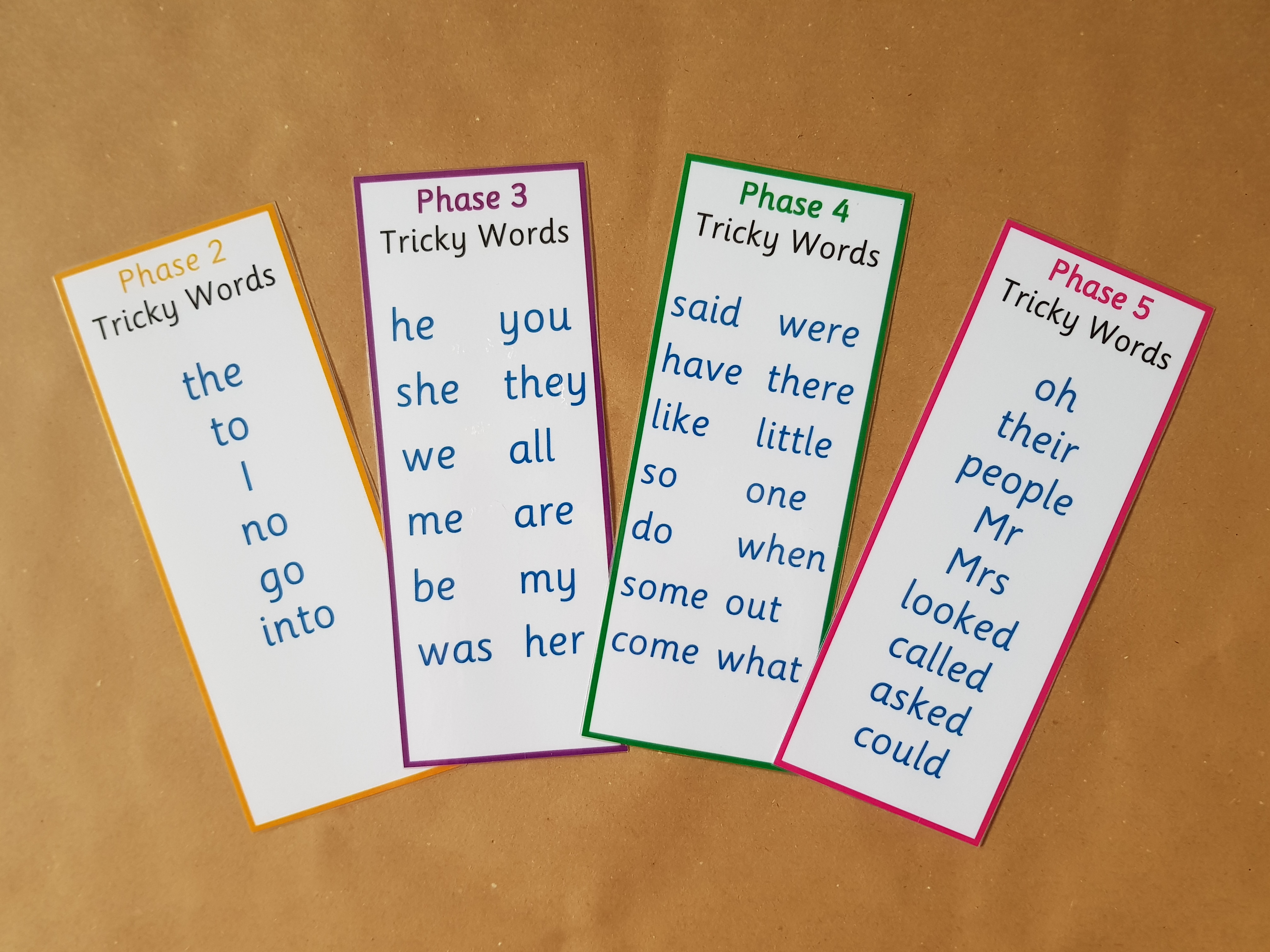Tricky Word Bookmarks (Phases 2-5)