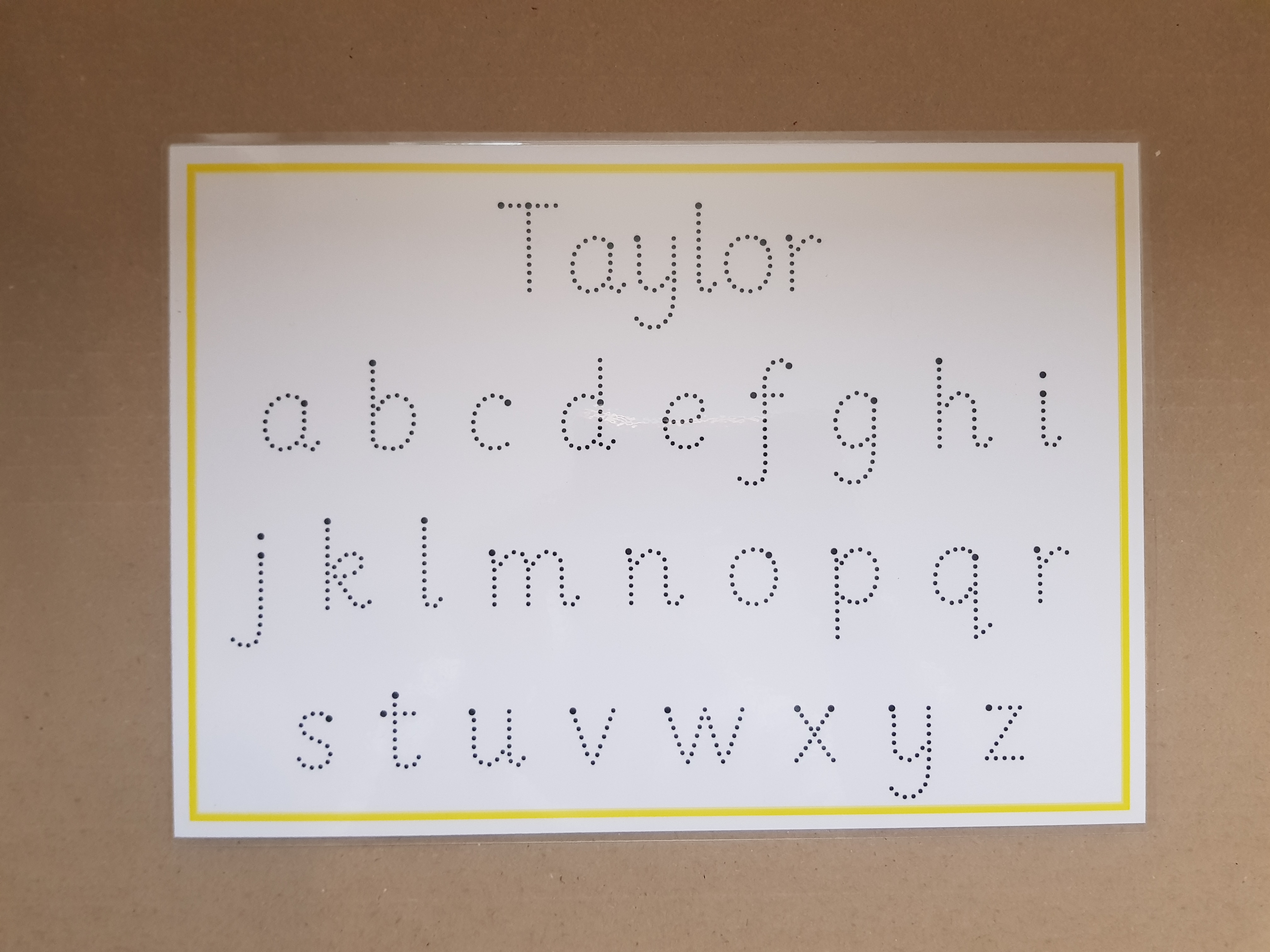 Personalised name and letters - formation mat and dry wipe pen