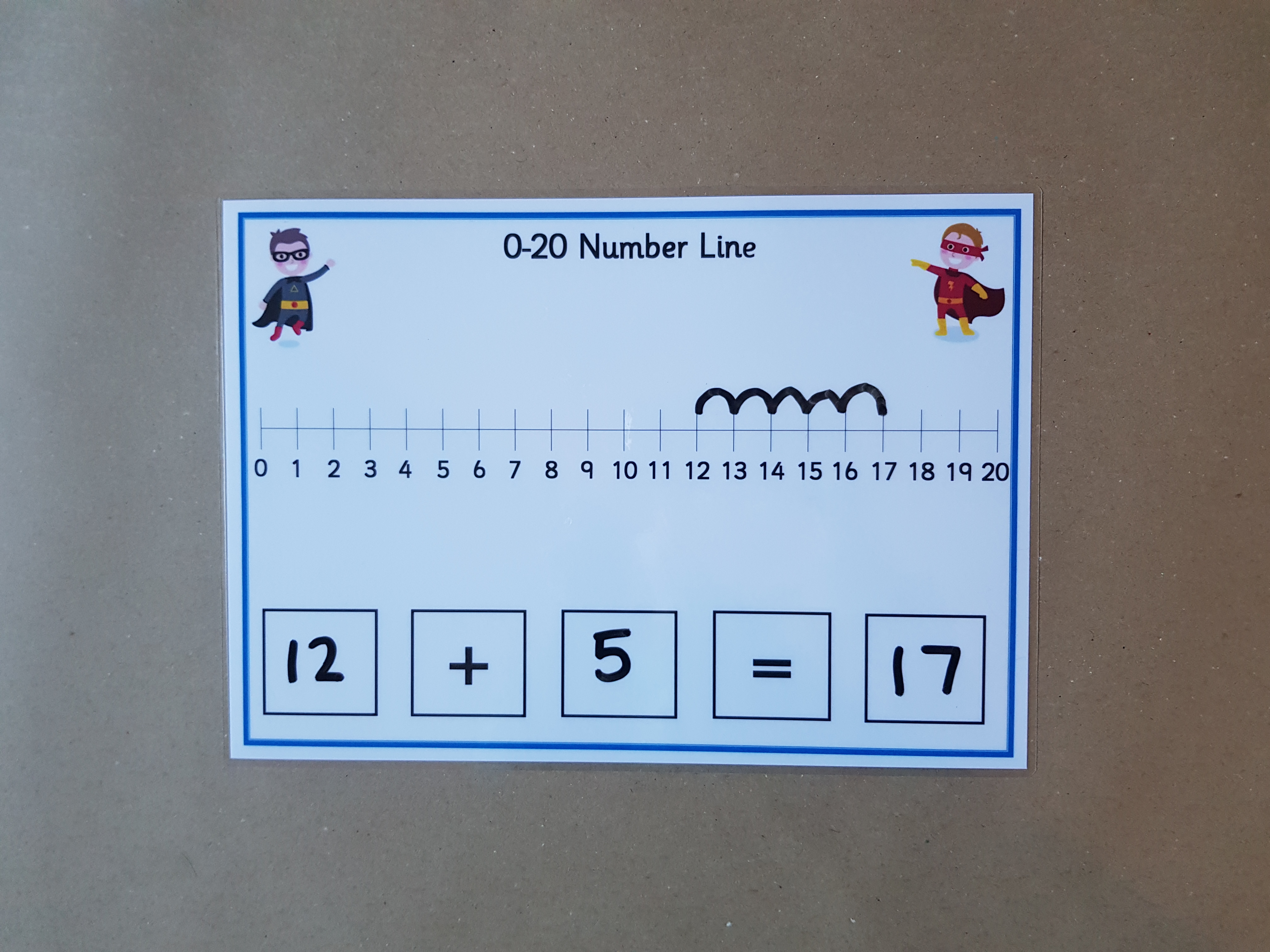Superhero addition and subtraction number lines - 0-20