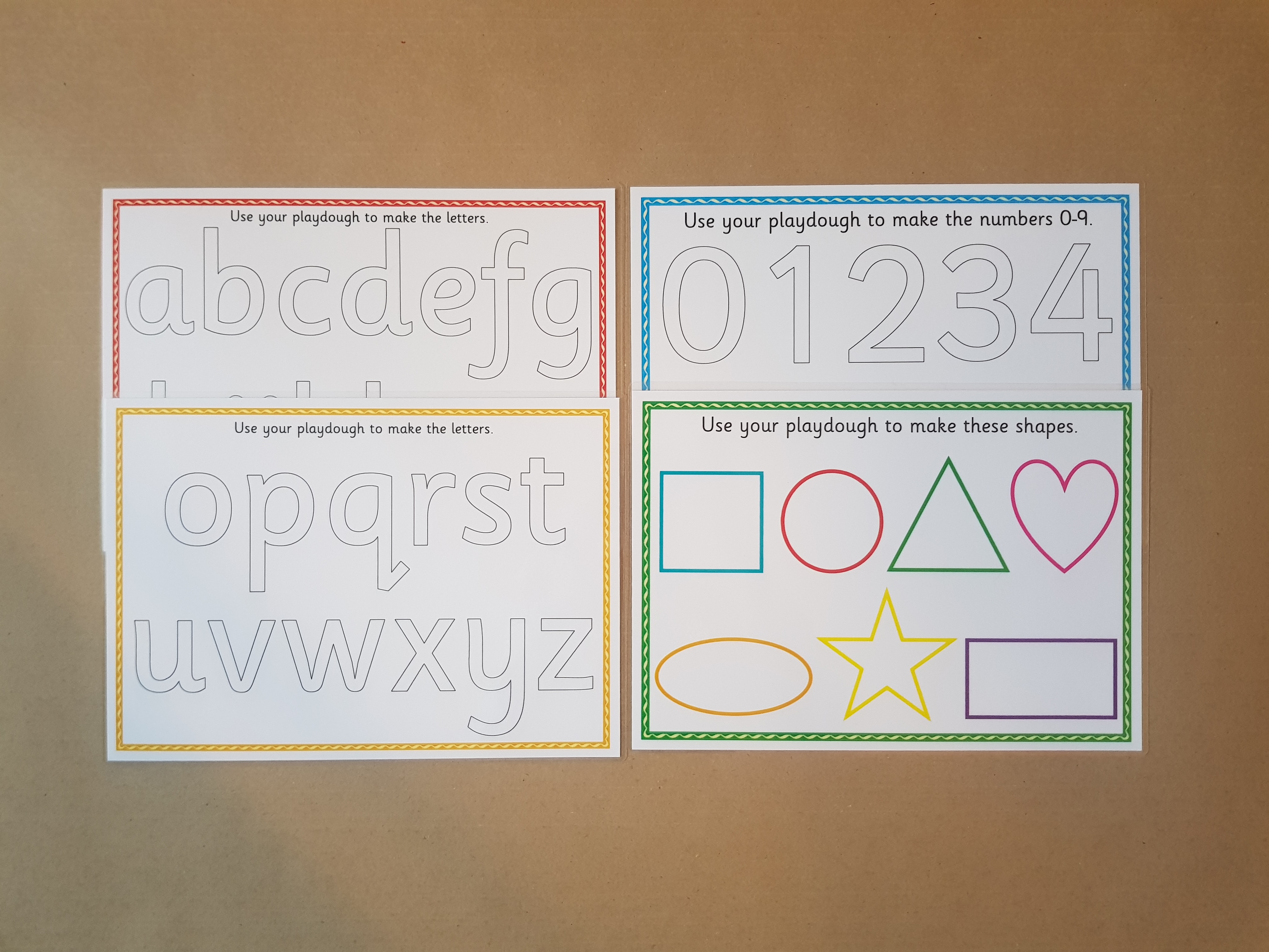 Playdough mats - alphabet letters, numbers and shapes