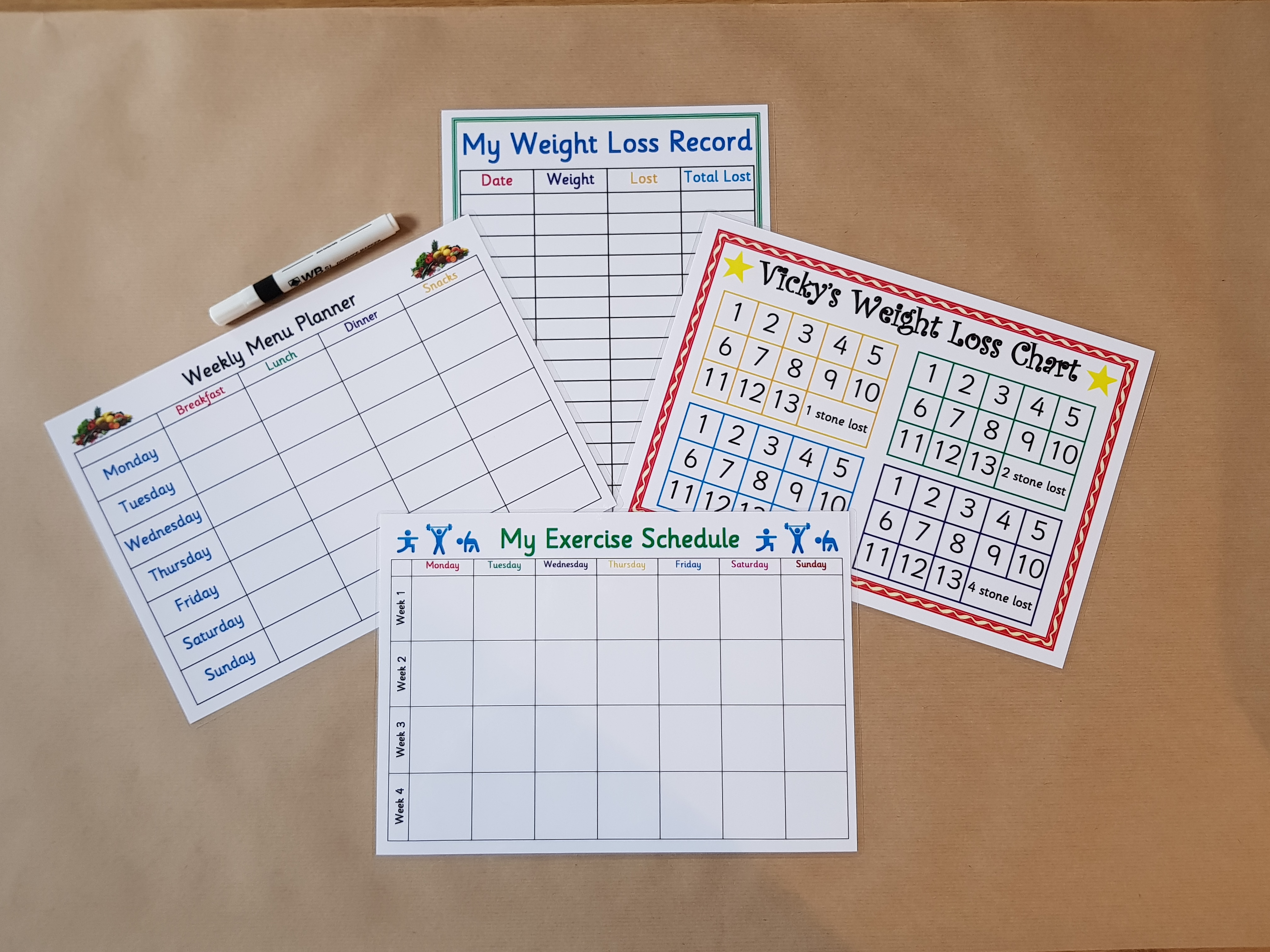 Weight loss, healthy living bundle, weekly meal planner, exercise schedule