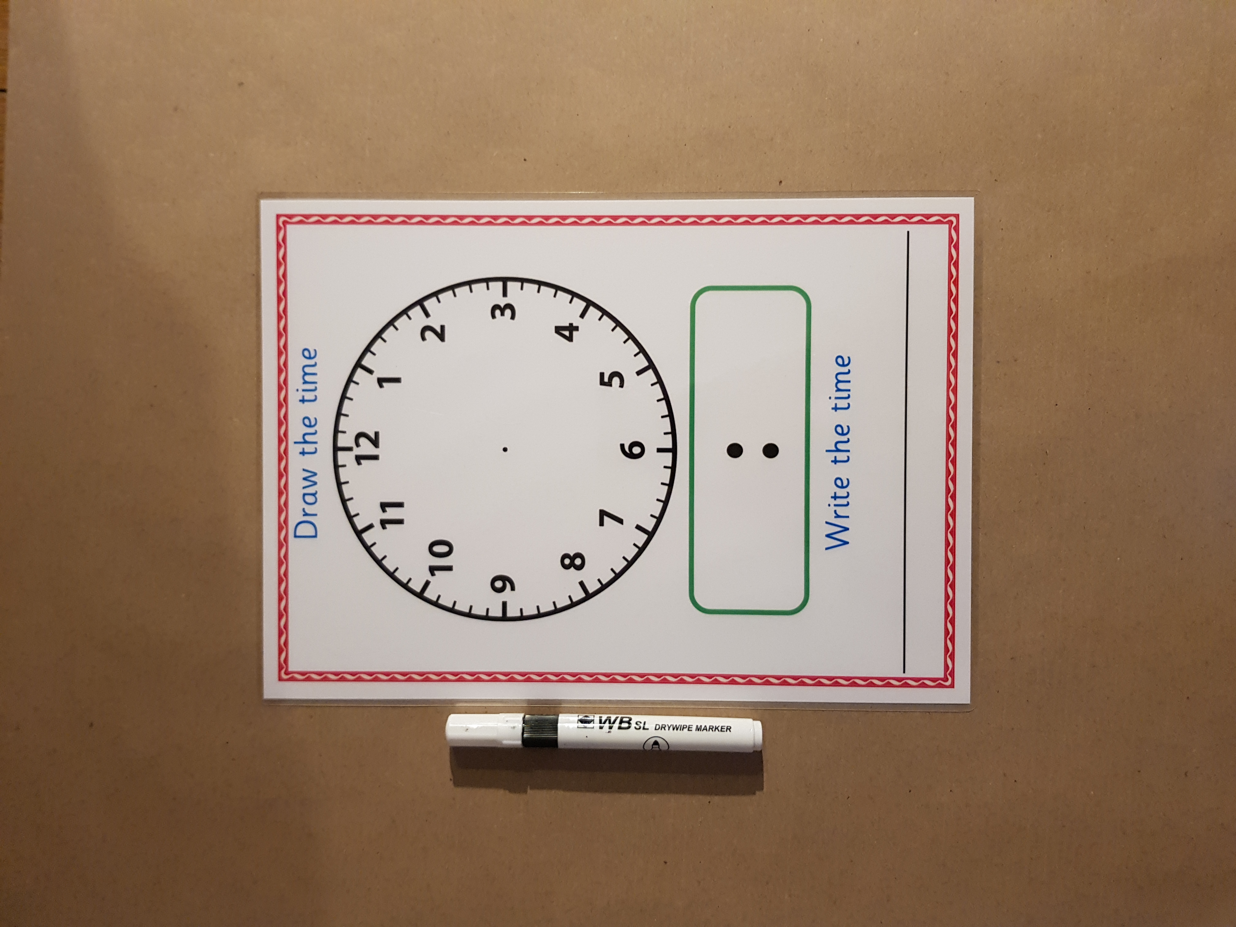 Draw the Time - Reusable mat and dry wipe pen