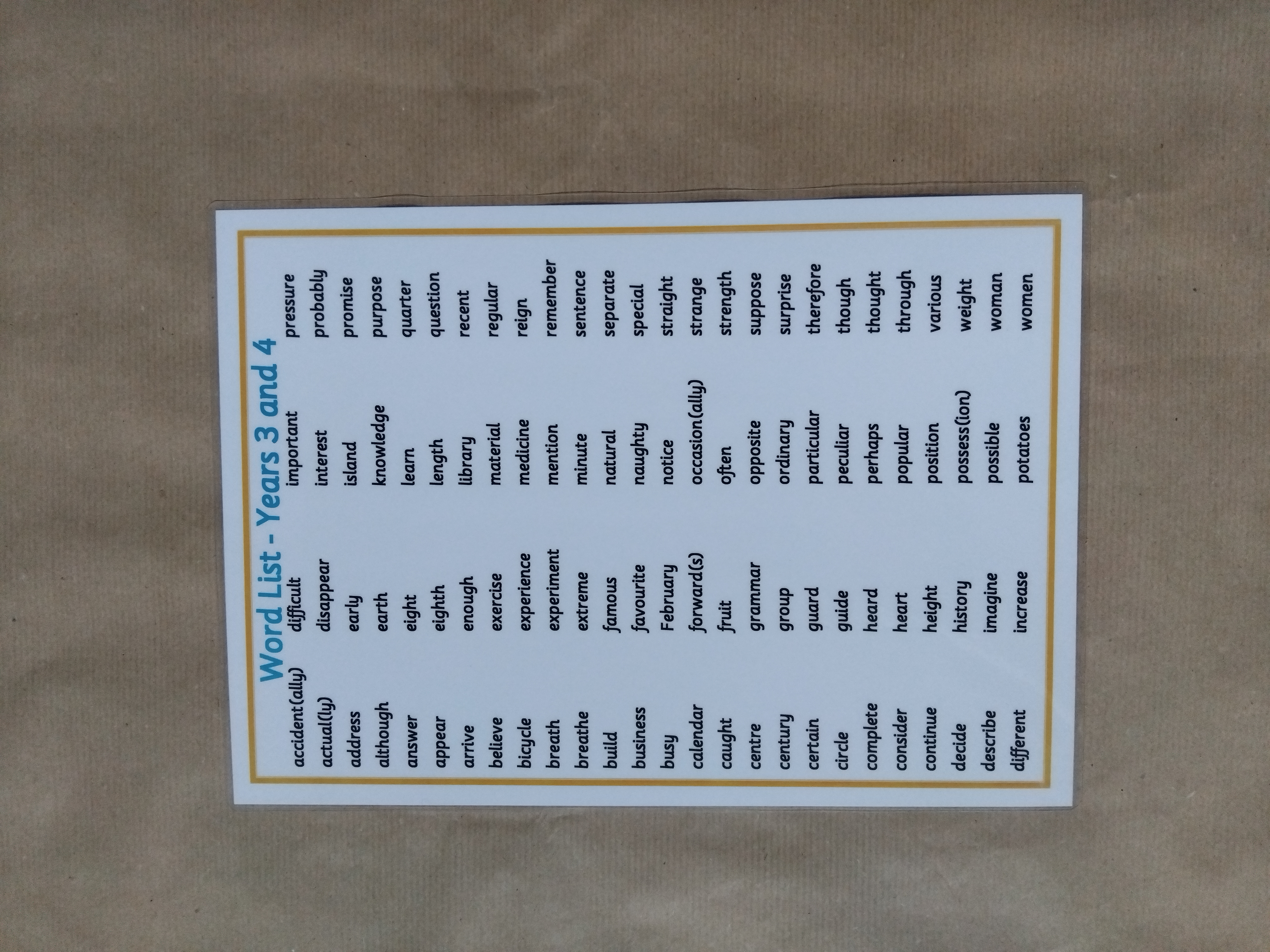Years 3 and 4 Word mat - KS2 Literacy Teaching Resource