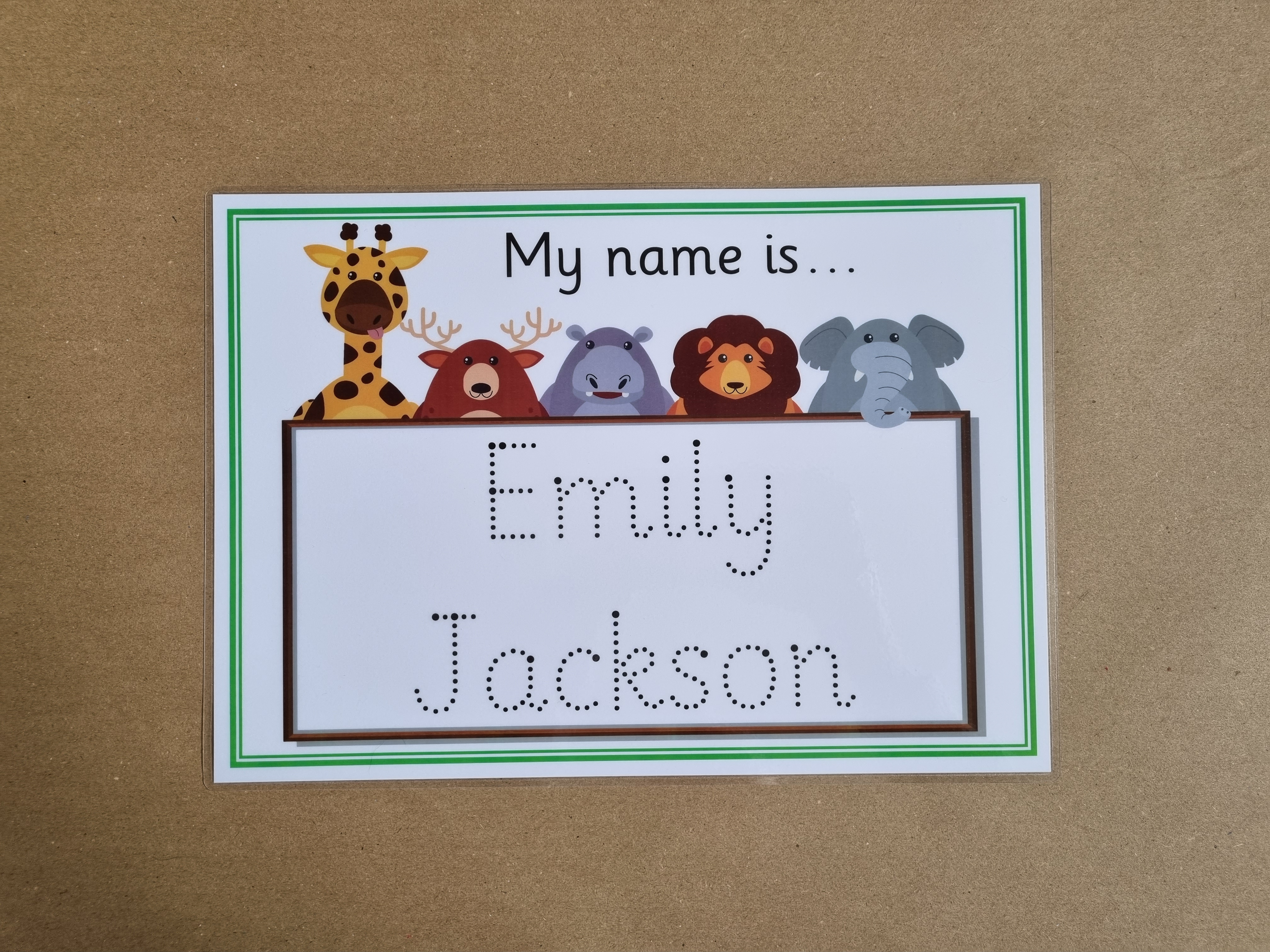 Personalised Name Card - safari design