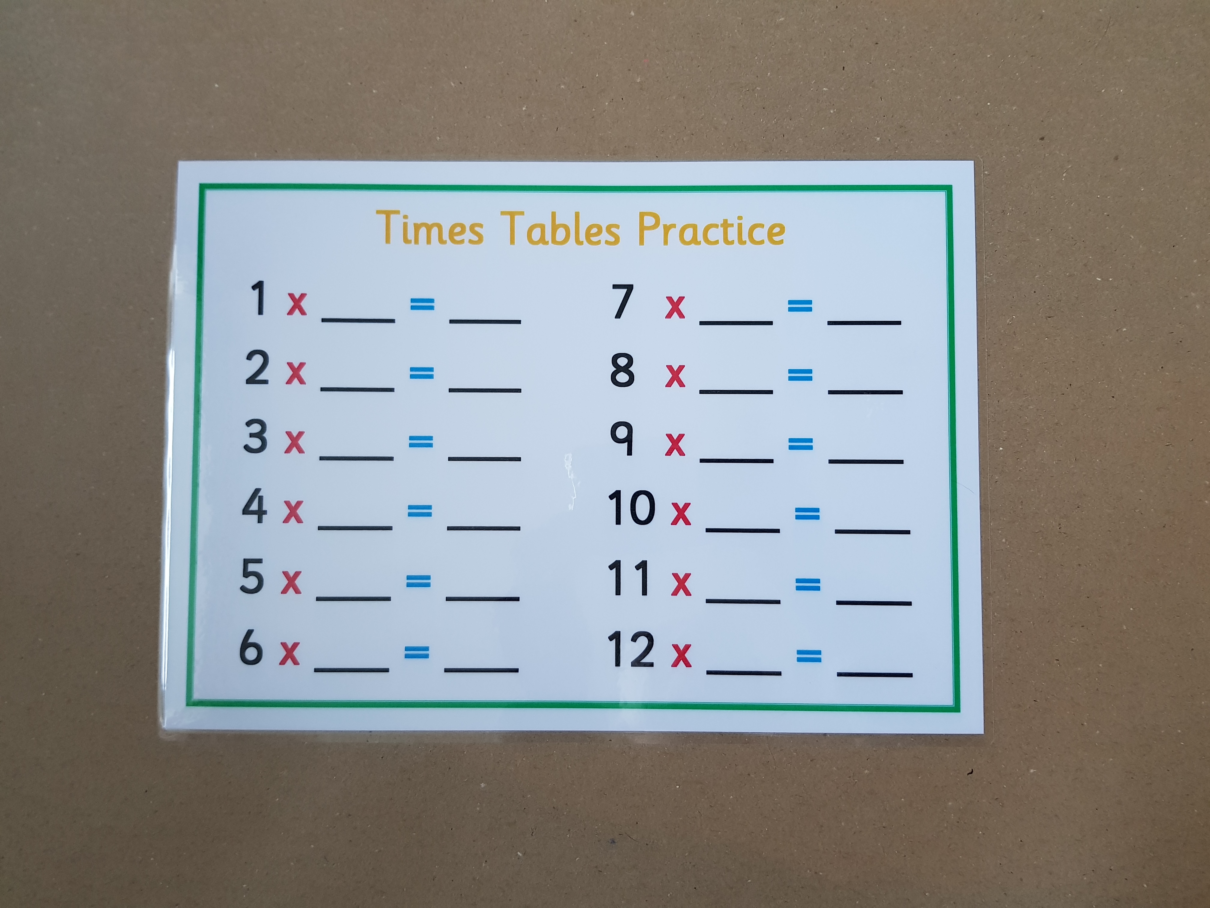 Times Tables Poster and practice worksheet - KS2 Numeracy Resource