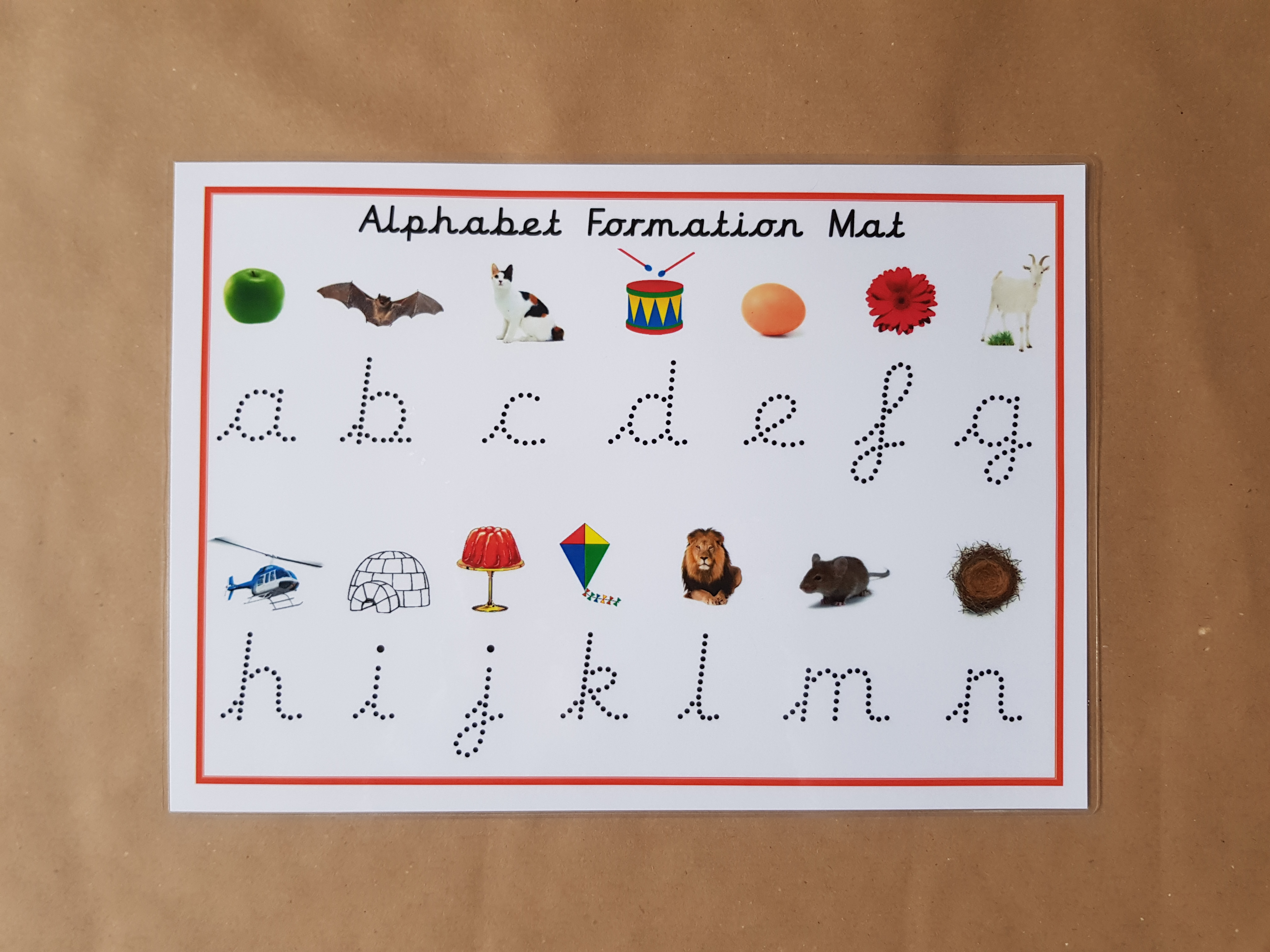 Cursive Alphabet and pictures Formation mat - tracing letters