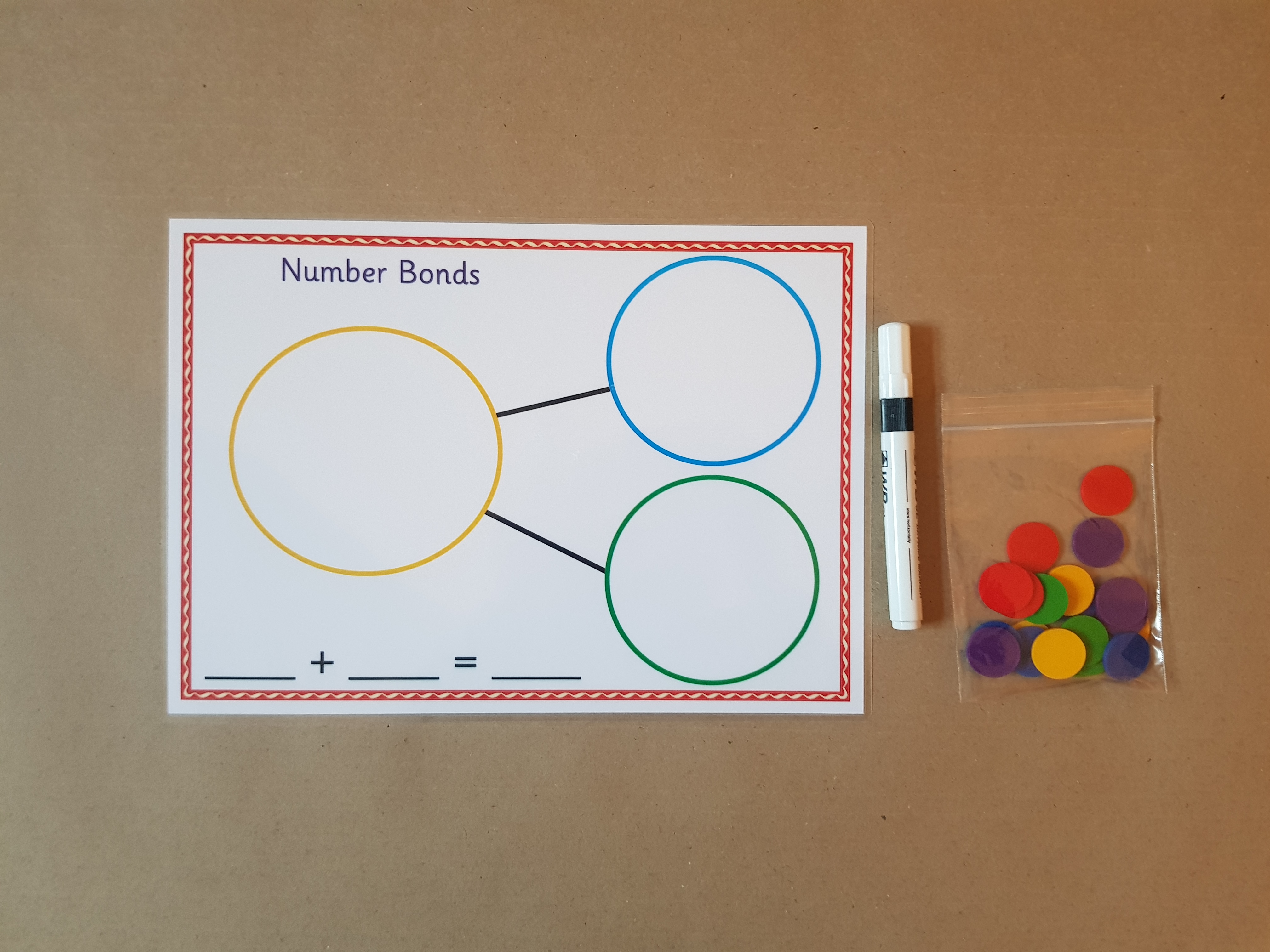 Number bonds with addition sum - A4 Mat 