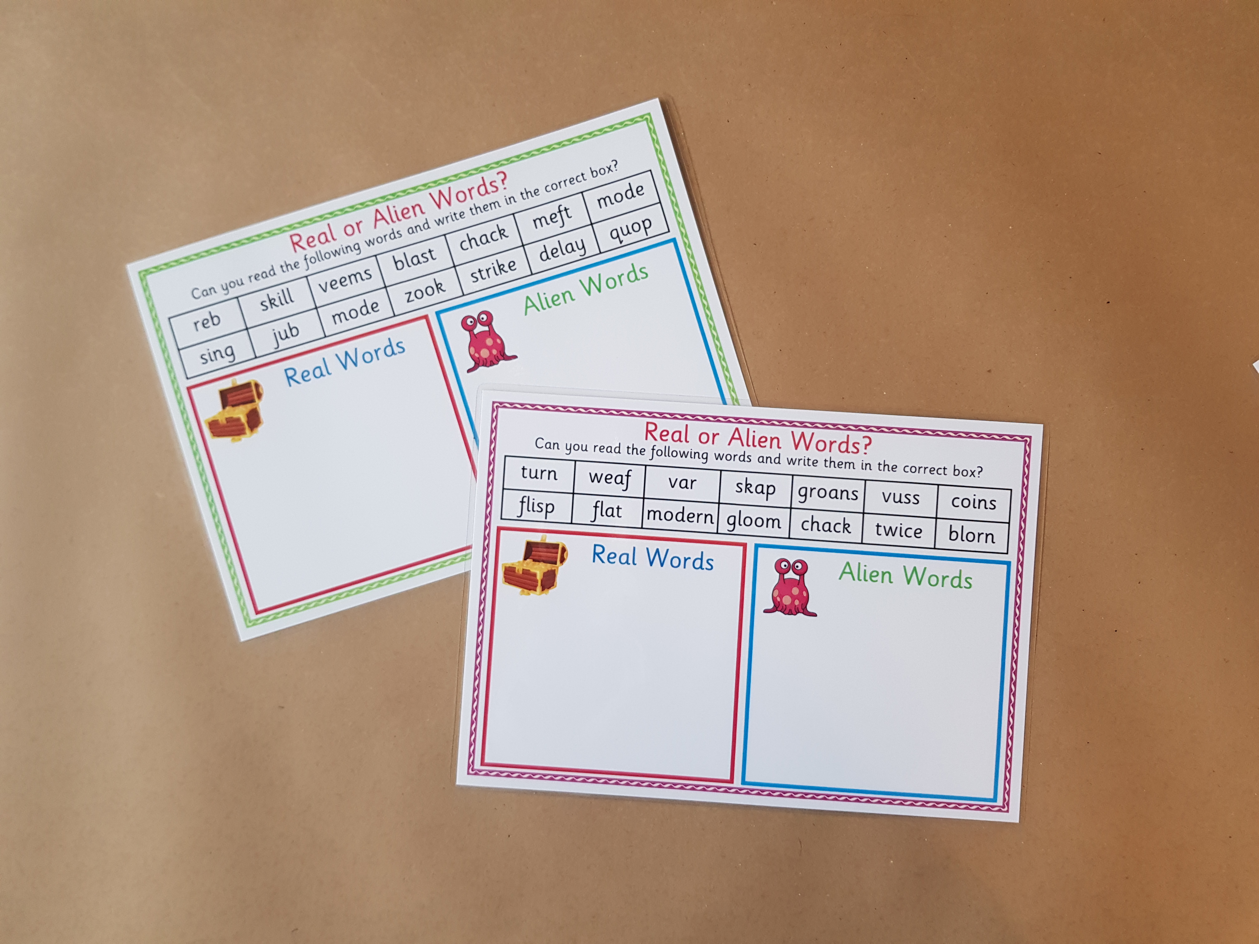 Year 1 phonics screening reusable worksheets